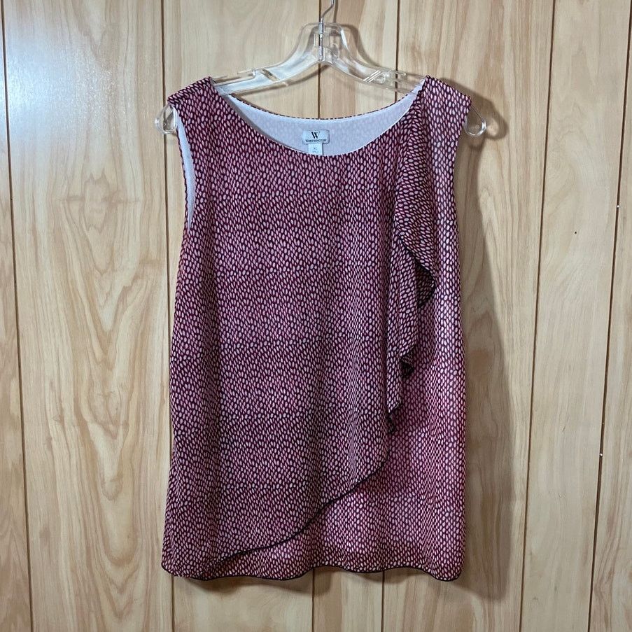 Worthington Worthington Red White Polka Dot Ruffled Sleeveless Blouse XL Size XL / US 12-14 / IT 48-50 - 1 Thumbnail