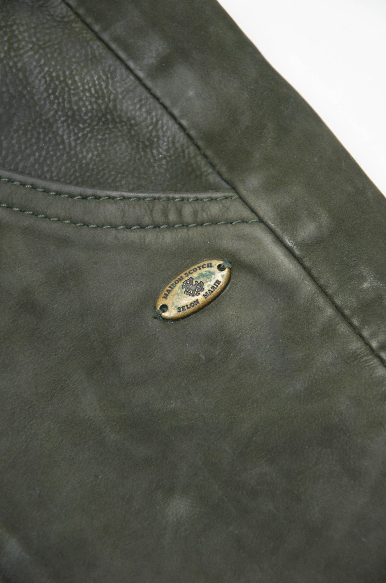 Leather × Scotch & Soda MAISON SCOTCH Green Leather Pants Size 33" - 7 Thumbnail
