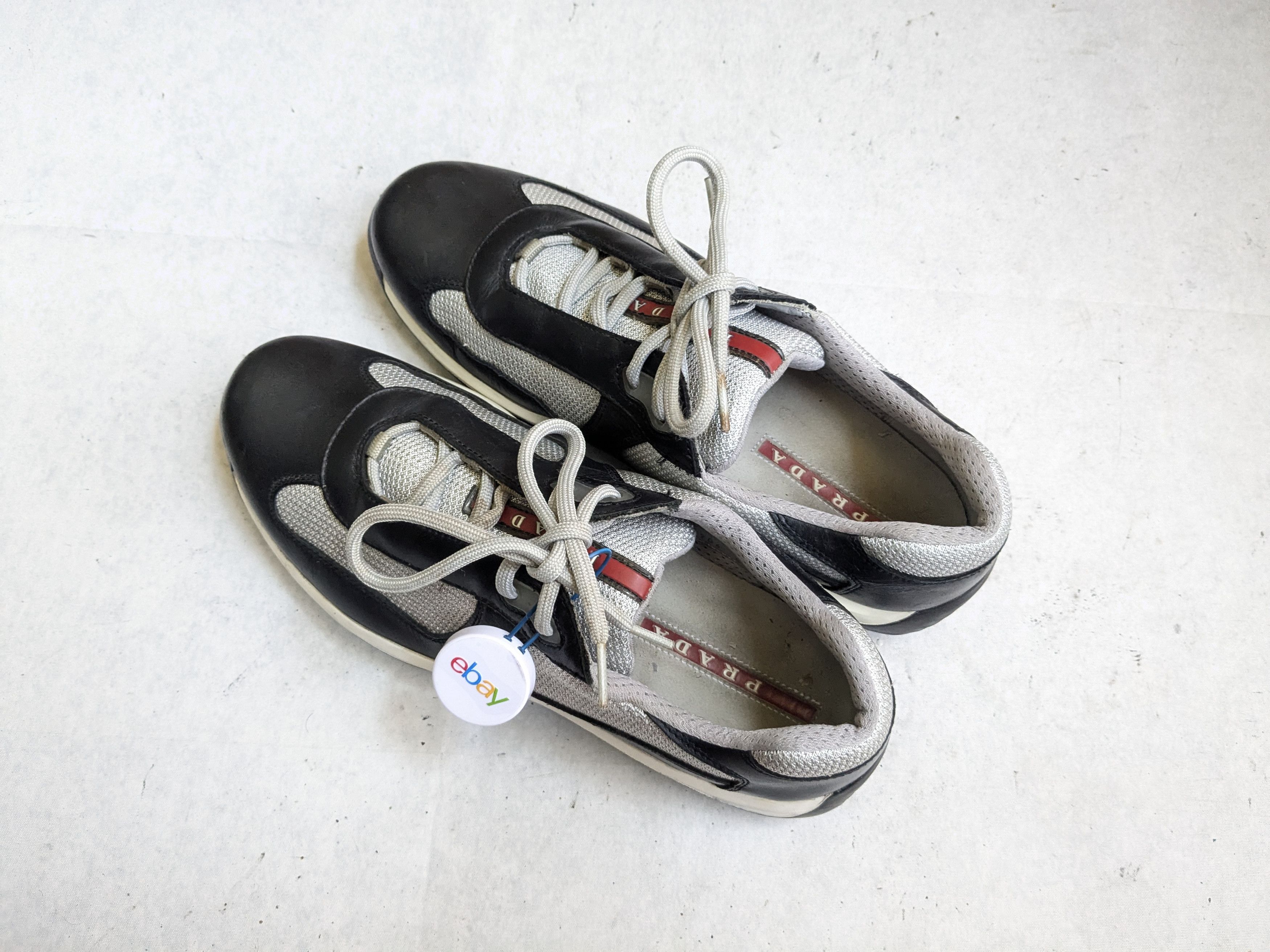 Prada Prada Sneakers Black Leather 9 Low Tops Gray Silver Size US 9 / EU 42 - 15 Thumbnail