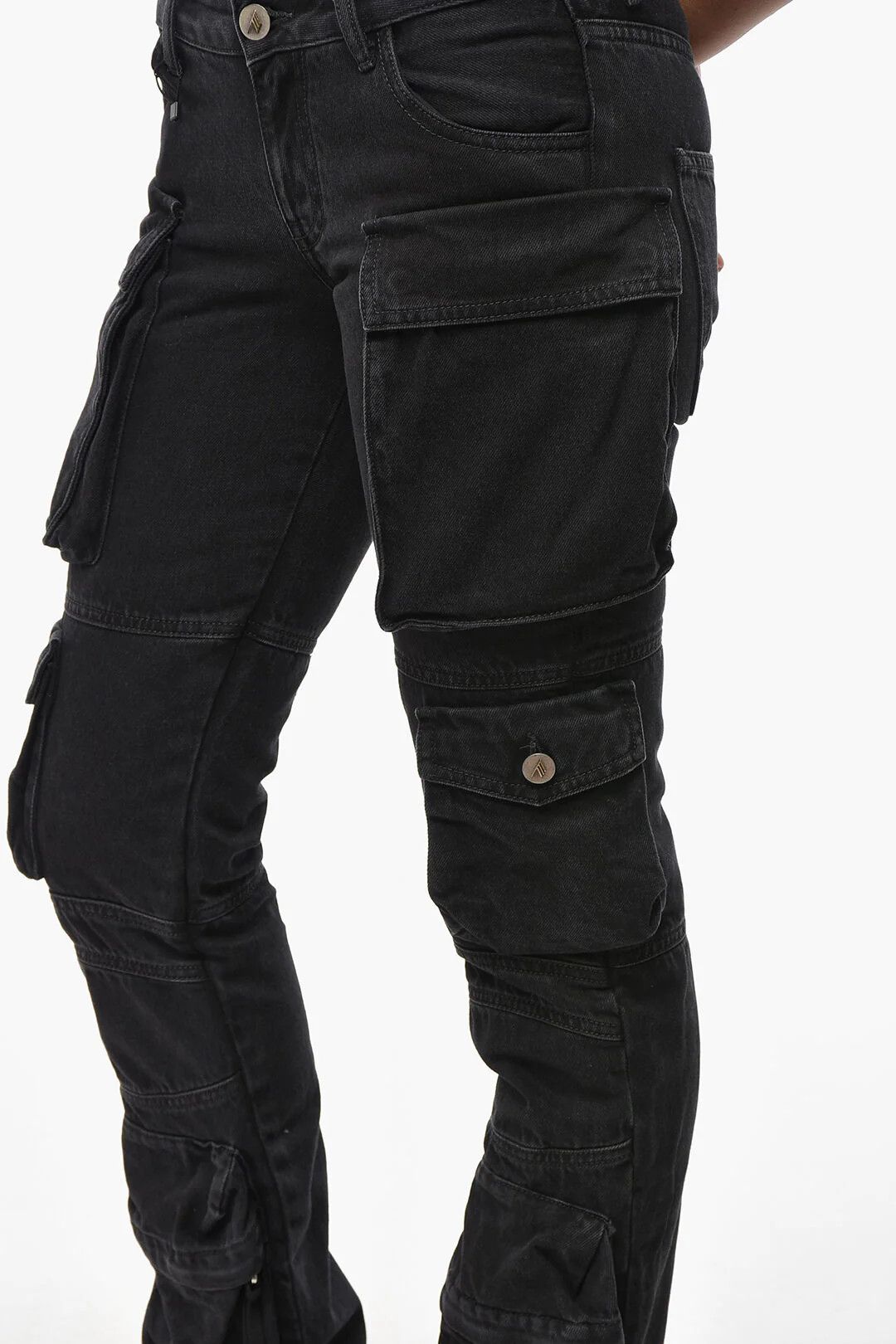 The Attico og1mm0426 Dark Wash Cargo Jeans in Black Size 25" / US 0 / IT 36 - 3 Thumbnail