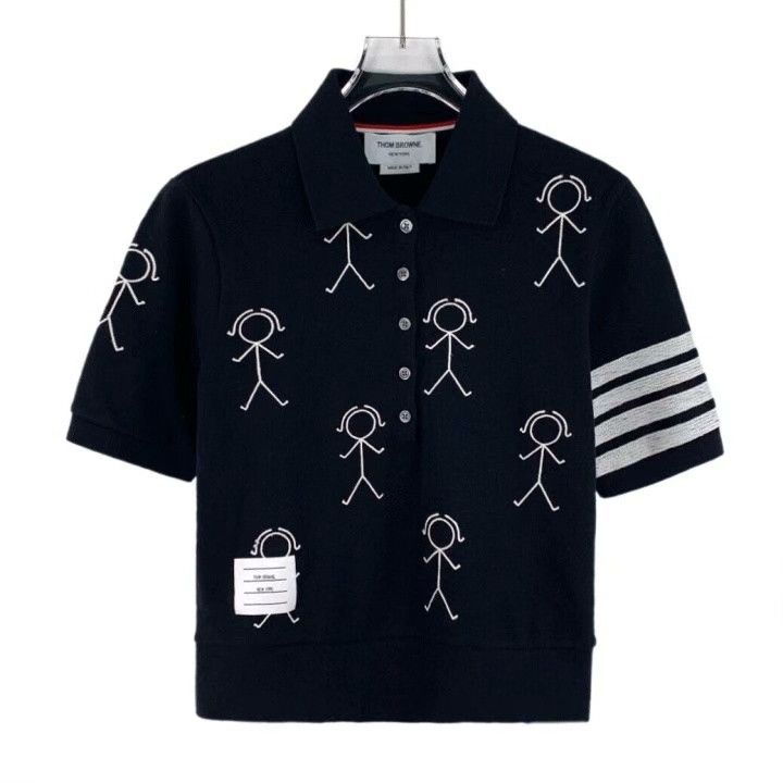 Thom Browne Thom Browne Classic 4-Stripe Stick Figure Polo Size US M / EU 48-50 / 2 - 1 Thumbnail