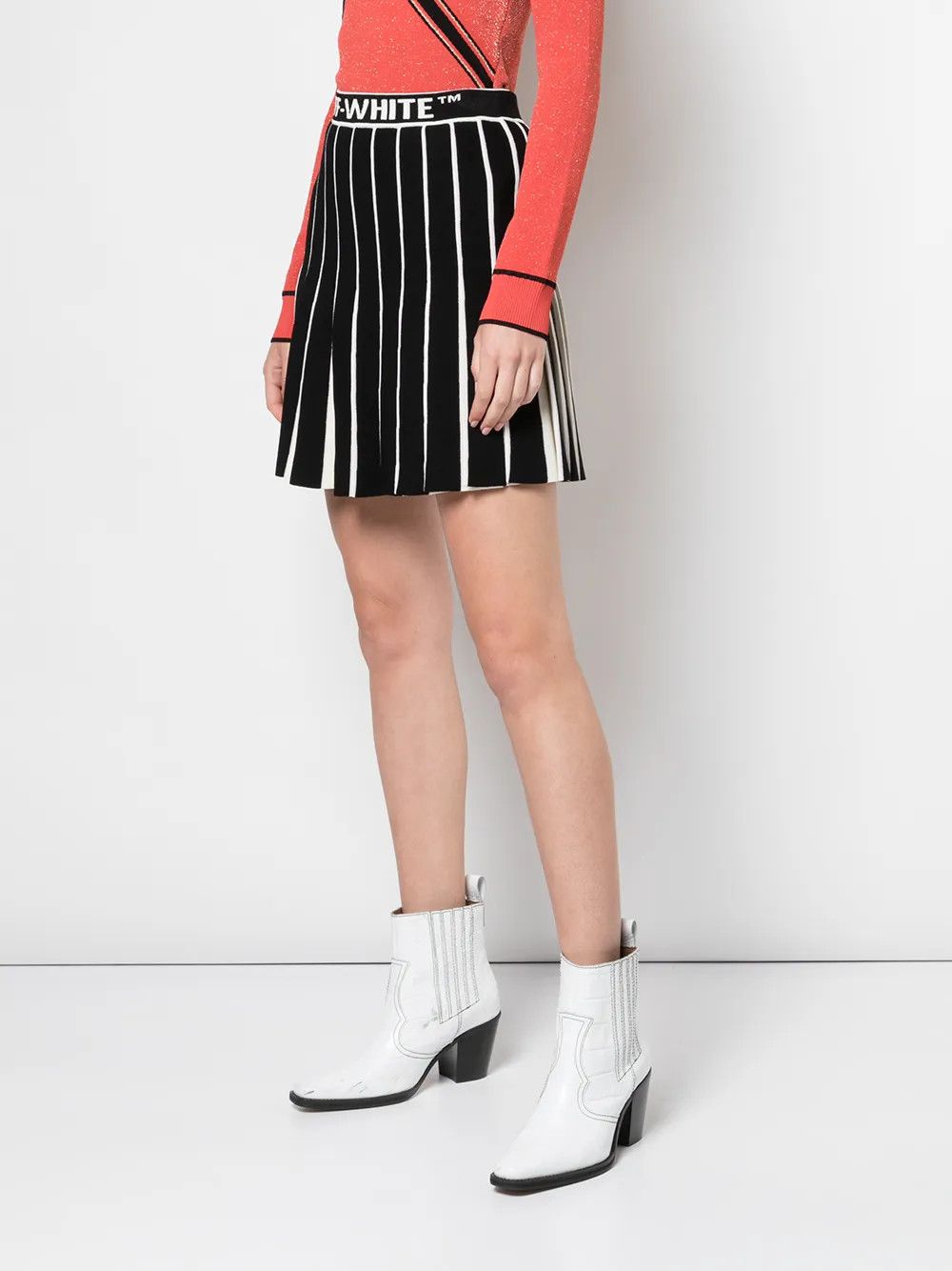Off-White o1y1225 Logo Mini Skirt in Black/White Size 28" / US 6 / IT 42 - 3 Thumbnail