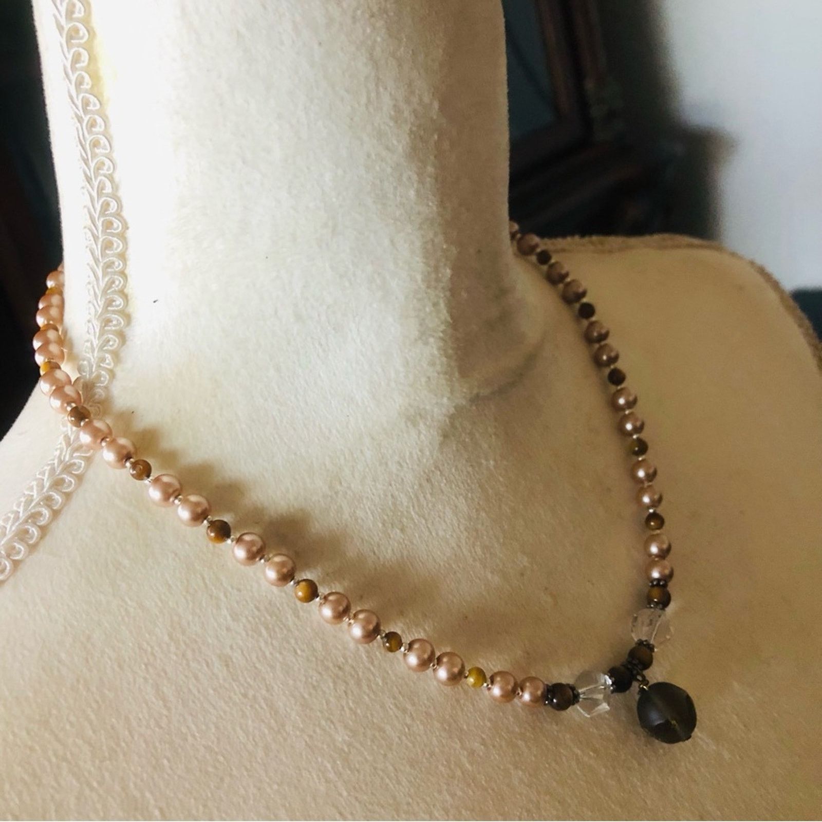 Handmade Handcrafted repurpose unique facet mookaite Pearl necklace Size ONE SIZE - 3 Thumbnail