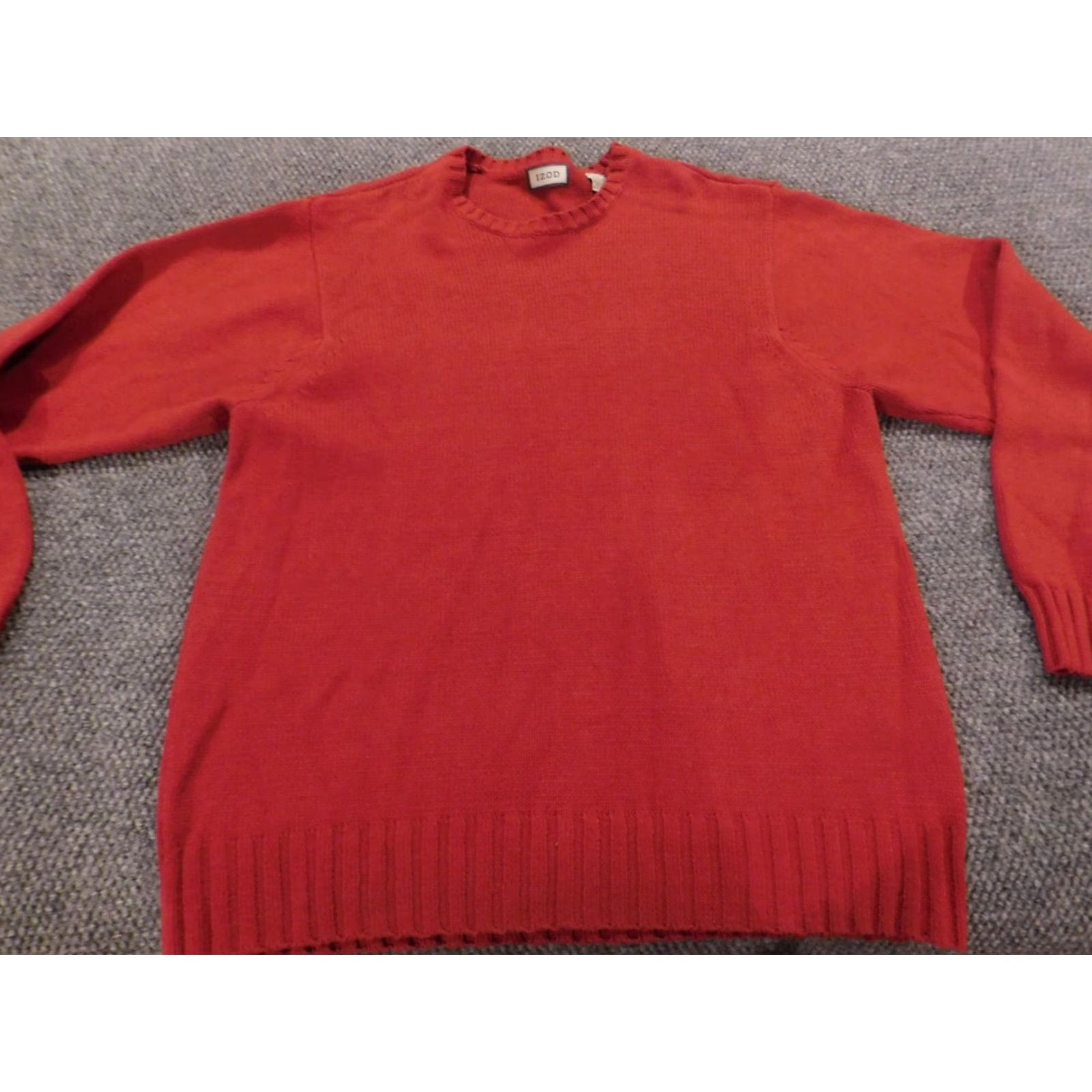 Izod IZOD Sweater Men L Red Crew Neck Pullover Logo Classic Knit Open-Knit Casual Winter Regular Fit Size US L / EU 52-54 / 3 - 2 Thumbnail