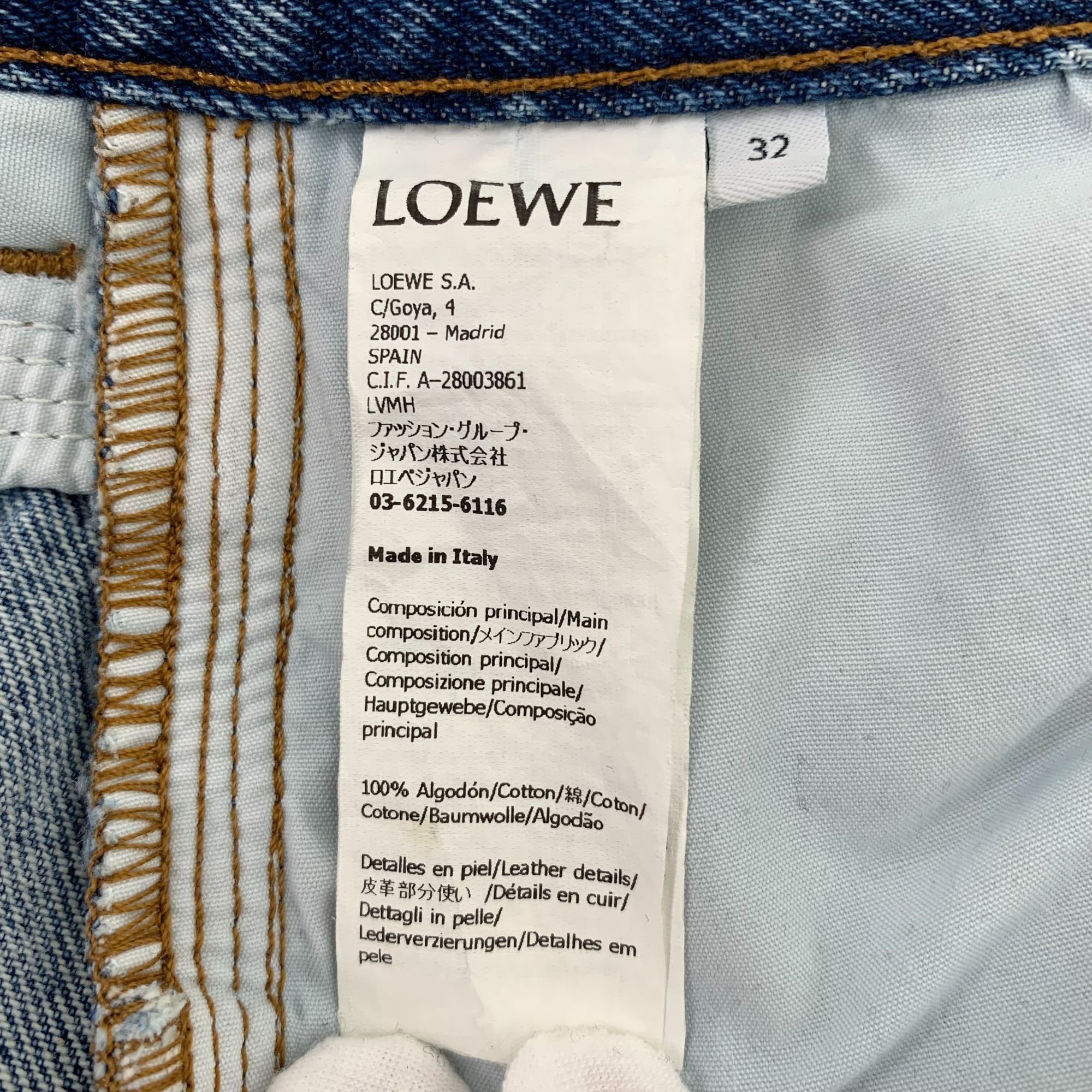 Loewe Loewe Blue Logo Embroidered Straight Leg Cotton Denim Trouse Size 32" / US 10 / IT 46 - 3 Thumbnail