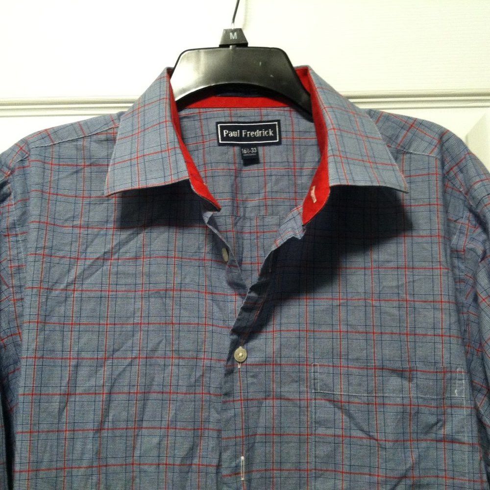 Paul Fredrick PAUL FREDRICK MEN'S BLUE 100%COTTON DRESS SHIRT 16.5/33 Size US L / EU 52-54 / 3 - 1 Thumbnail