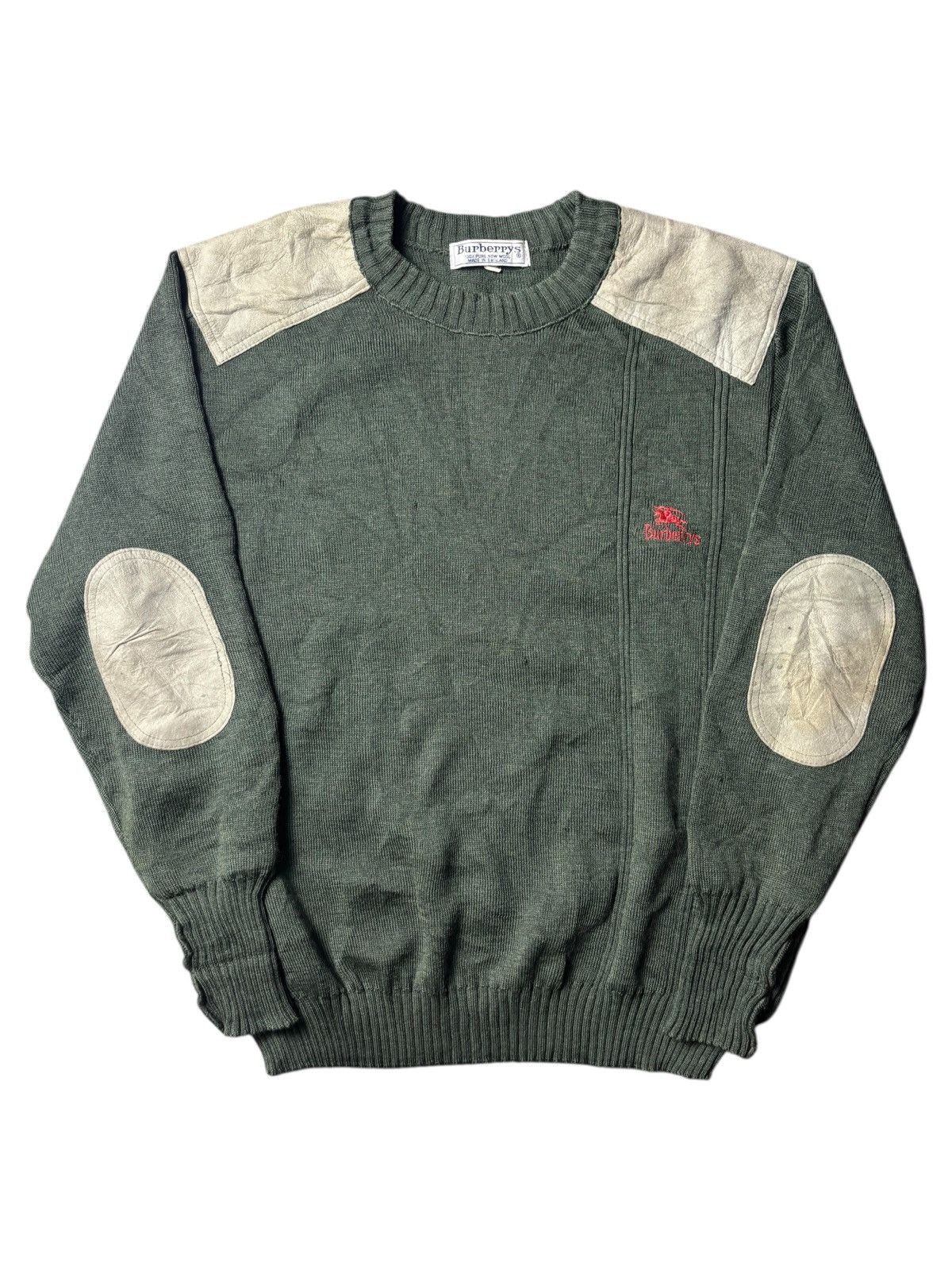 Burberry 1990s Burberrys Pure New Wool Military Green Knitwear Size US L / EU 52-54 / 3 - 1 Thumbnail