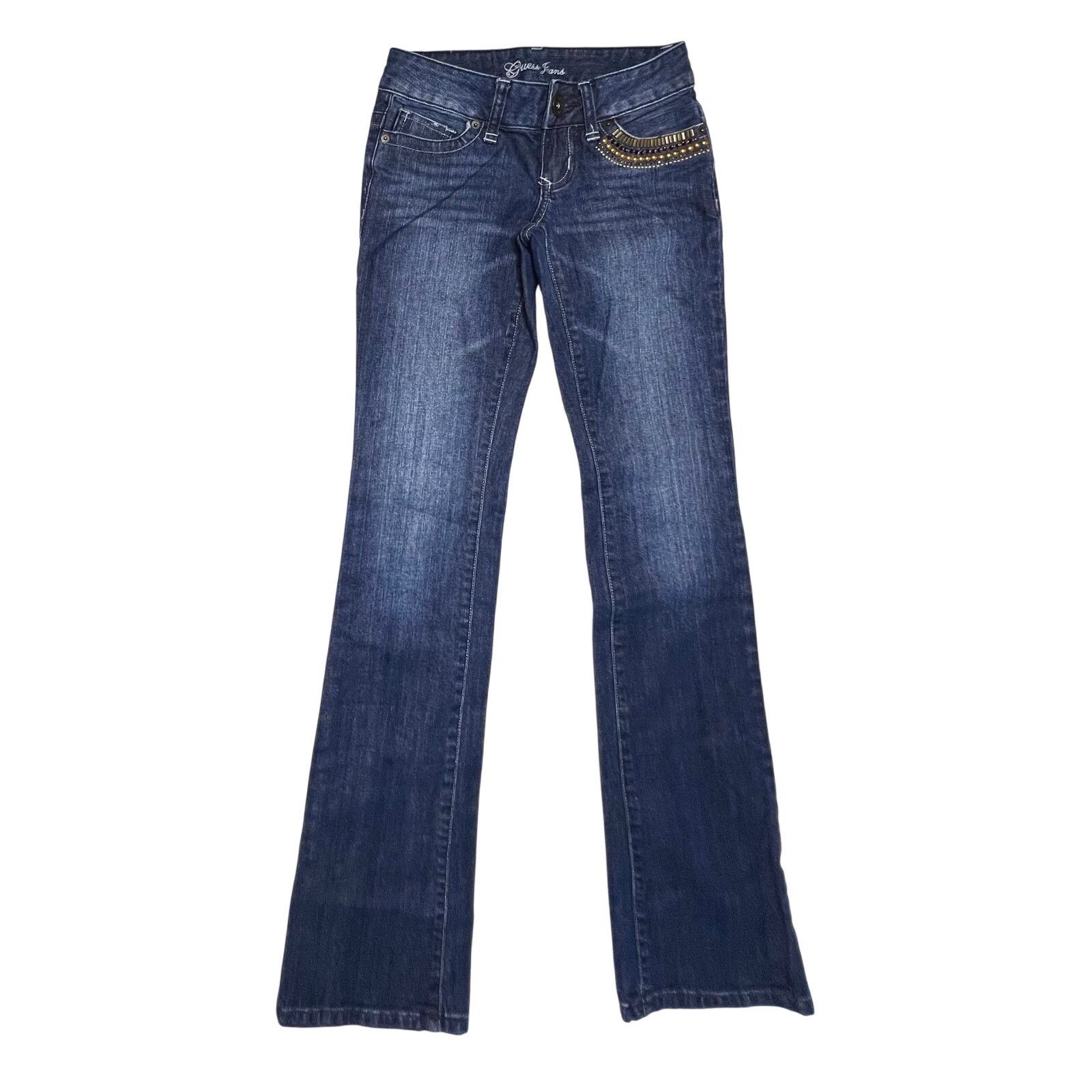 Guess Guess Foxy Embellished Stretch Flared Jeans 24 Whiskered Size 24" / US 00 / IT 34 - 1 Thumbnail