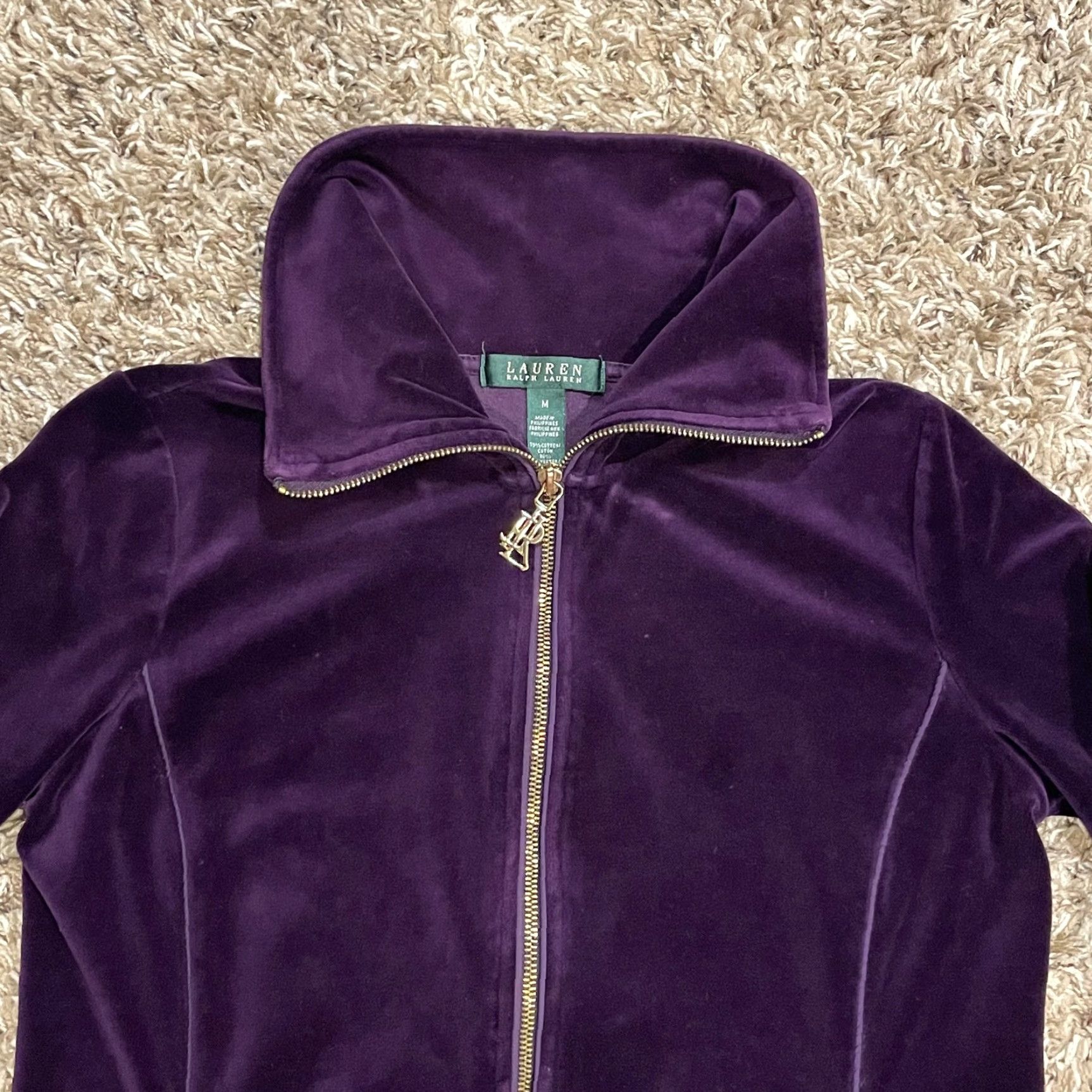 Ralph Lauren Lauren Ralph Lauren Velvet Track Full Zip Jacket Womens M Purple Gold Crest Logo Size M / US 6-8 / IT 42-44 - 4 Thumbnail
