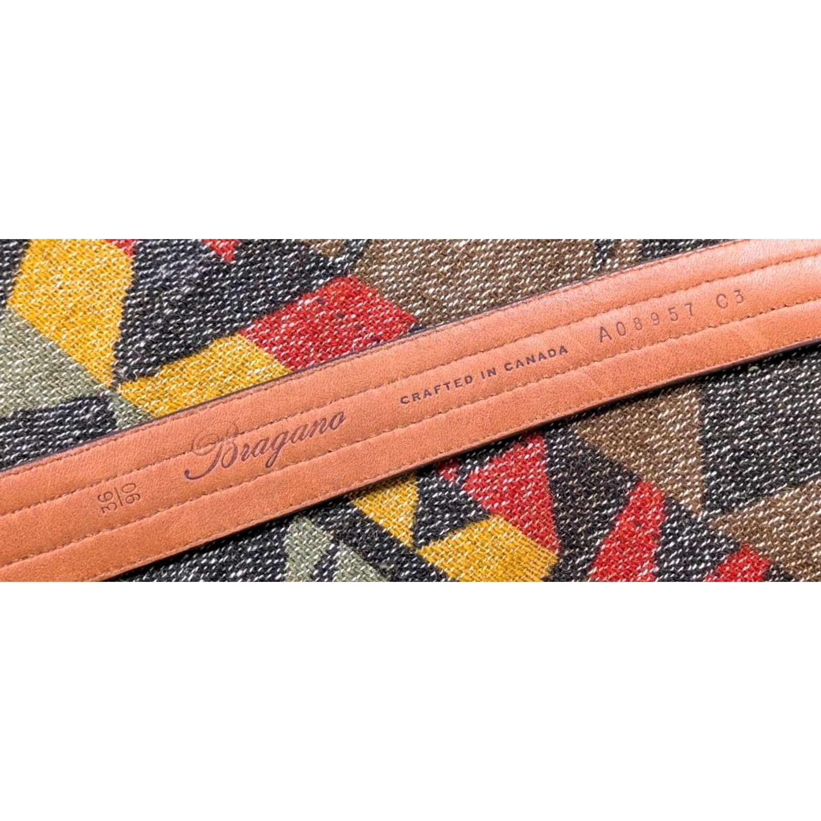 Vintage Bragano Belt Leather Woven 36 Mens Brown Canada 2 Tone Silver Tone Hardwear 1.5" Wide Size 36 - 3 Thumbnail