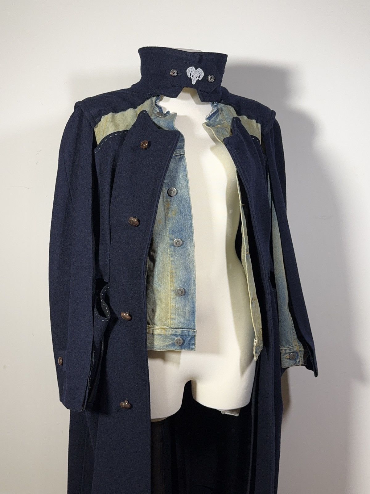 Maison Margiela Maison Margiela Deconstructed Hybrid Wool/Denim Coat Size S / US 4 / IT 40 - 7 Thumbnail