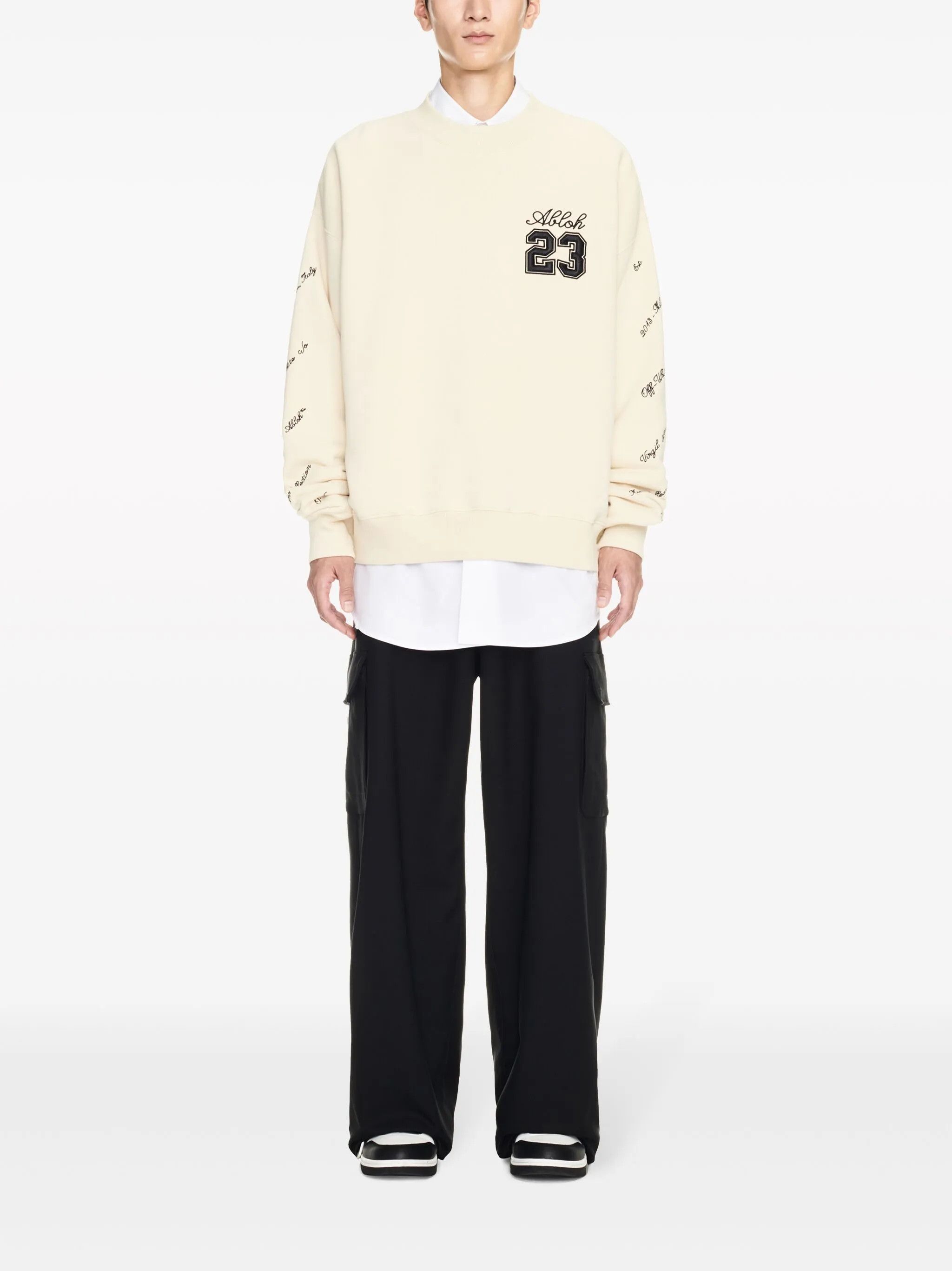 Off-White o1y0325 Logo Crewneck Sweatshirt in Light Beige Size US L / EU 52-54 / 3 - 5 Thumbnail