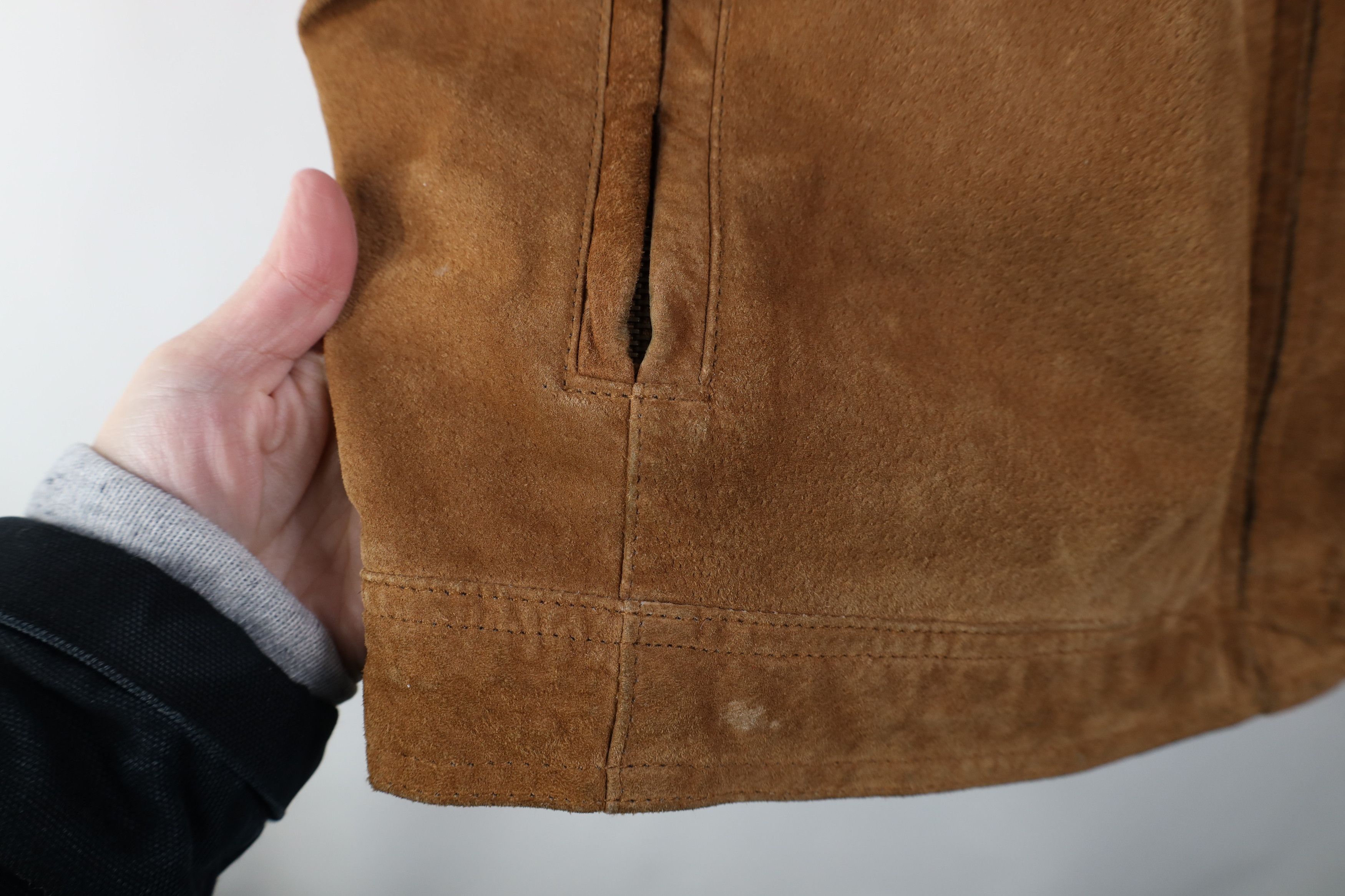 Vintage Vintage 90s Streetwear Lined Suede Leather Full Zip Jacket Size US L / EU 52-54 / 3 - 5 Thumbnail
