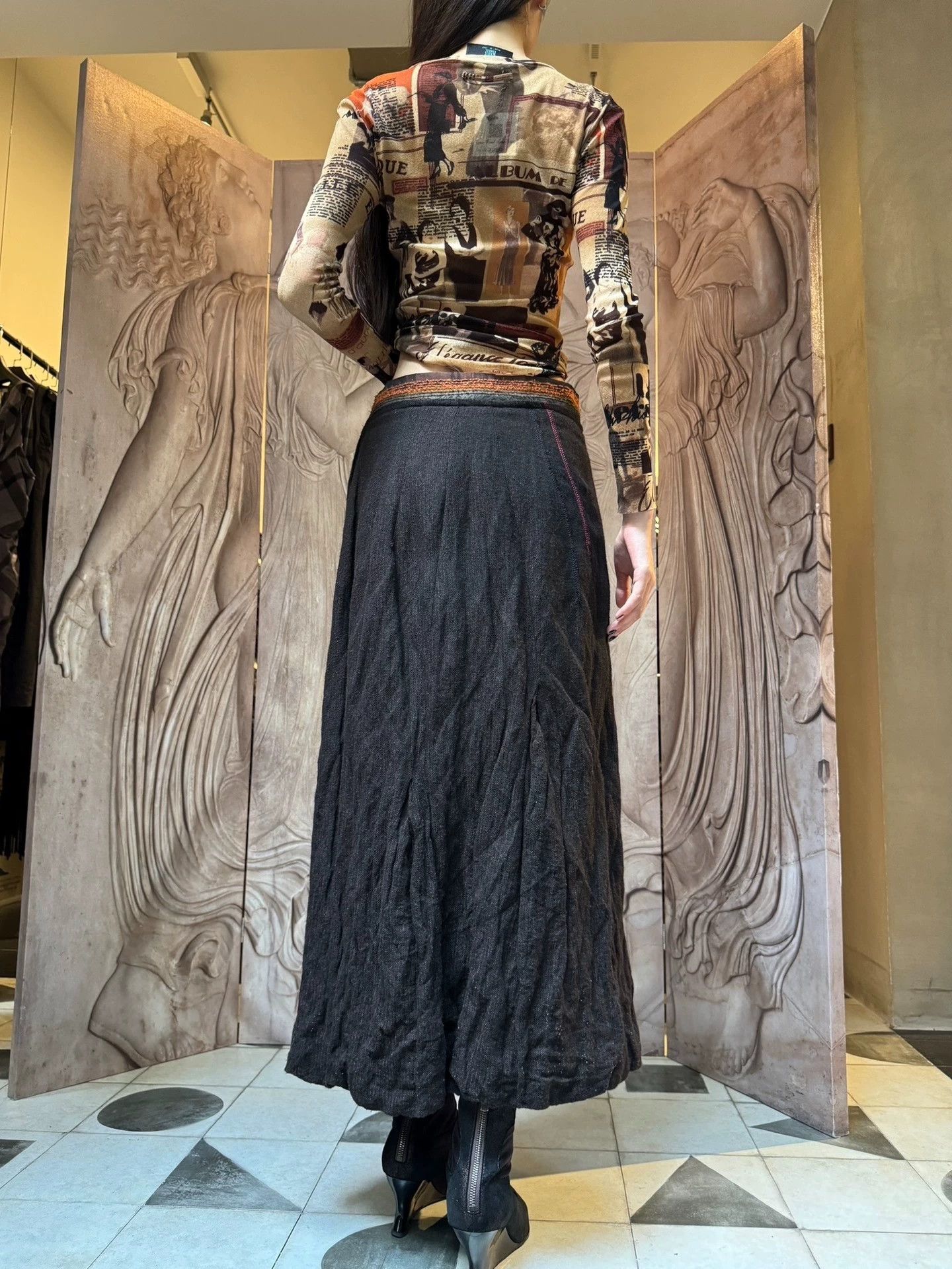 Other German Brand Vintage Wool Pleated Slim Midi Skirt Size 1 Size 26" / US 2 / IT 38 - 8 Thumbnail