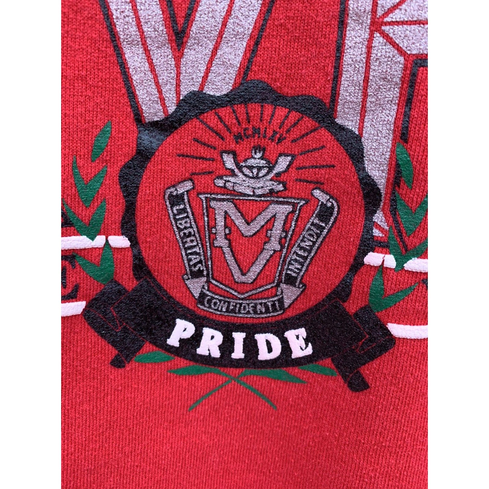 Jerzees VINTAGE Mustangs MVHS Monte Vista graphic sweatshirt XL Men Crew Neck Long Sleeve Red Pullover Sweatshirt Graphic Print USA Made Size US XL / EU 56 / 4 - 4 Thumbnail