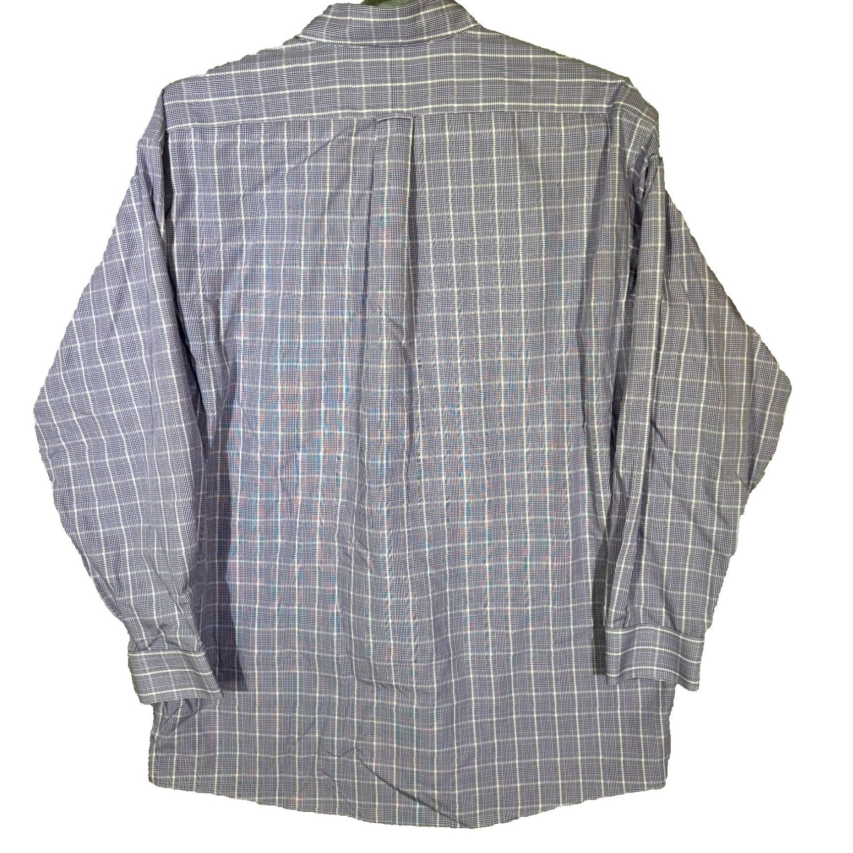 Roundtree & Yorke VINTAGE Gold Label Dress Shirt Purple Plaid Cotton 17×35 Long Sleeve Button-Down Mens Shirt Size 46R - 2 Thumbnail