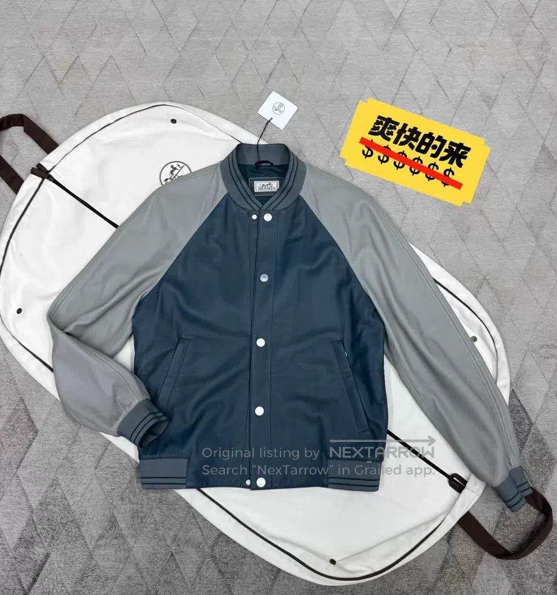 Hermes Hermes Autumn-Winter Reindeer Leather Baseball Jacket, 100 Size US M / EU 48-50 / 2 - 1 Thumbnail
