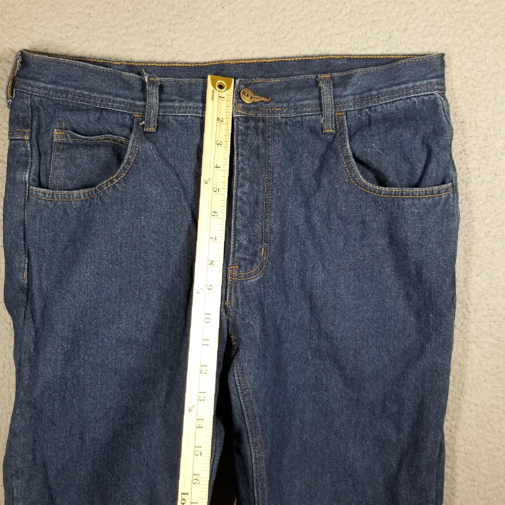 Vintage KEY Jeans Men’s Size 34X32 Fleece Lined Insulated Denim Blue Work Pants Size US 34 / EU 50 - 5 Thumbnail