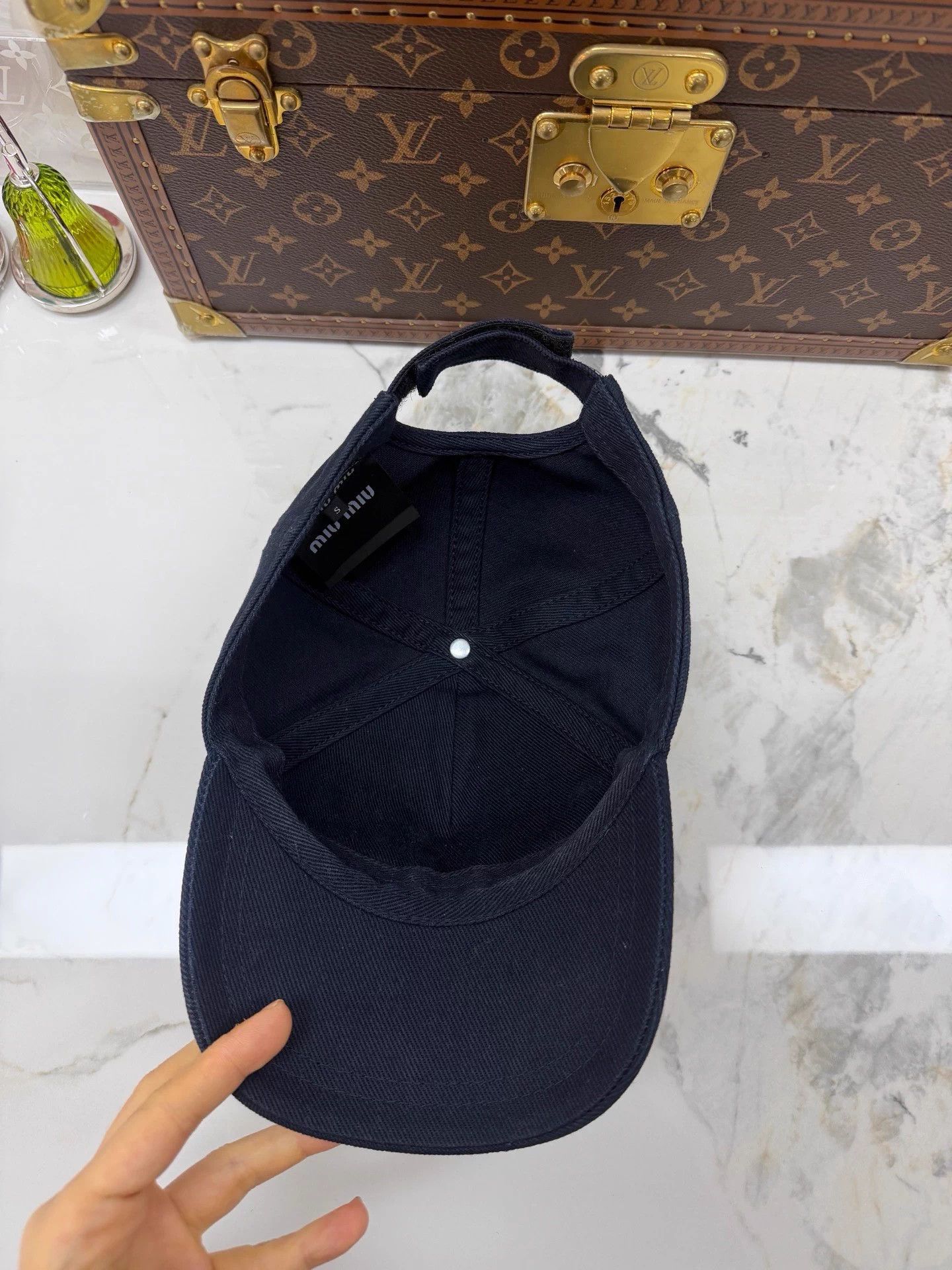 Miu Miu Miu Miu Blue Embroidered Hat 99 New S Velcro Adjustable Size ONE SIZE - 3 Thumbnail