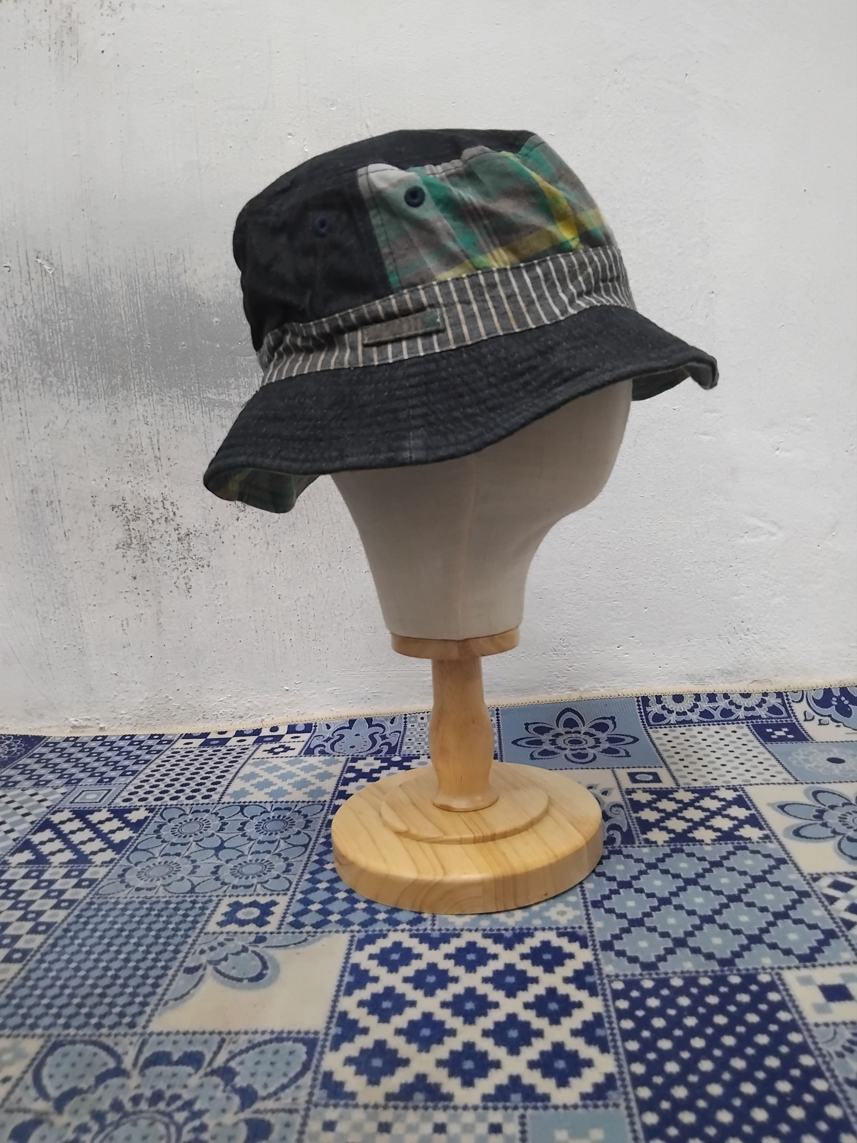 Japanese Brand Inspired Japanese style checkered blue hat Size ONE SIZE - 5 Thumbnail