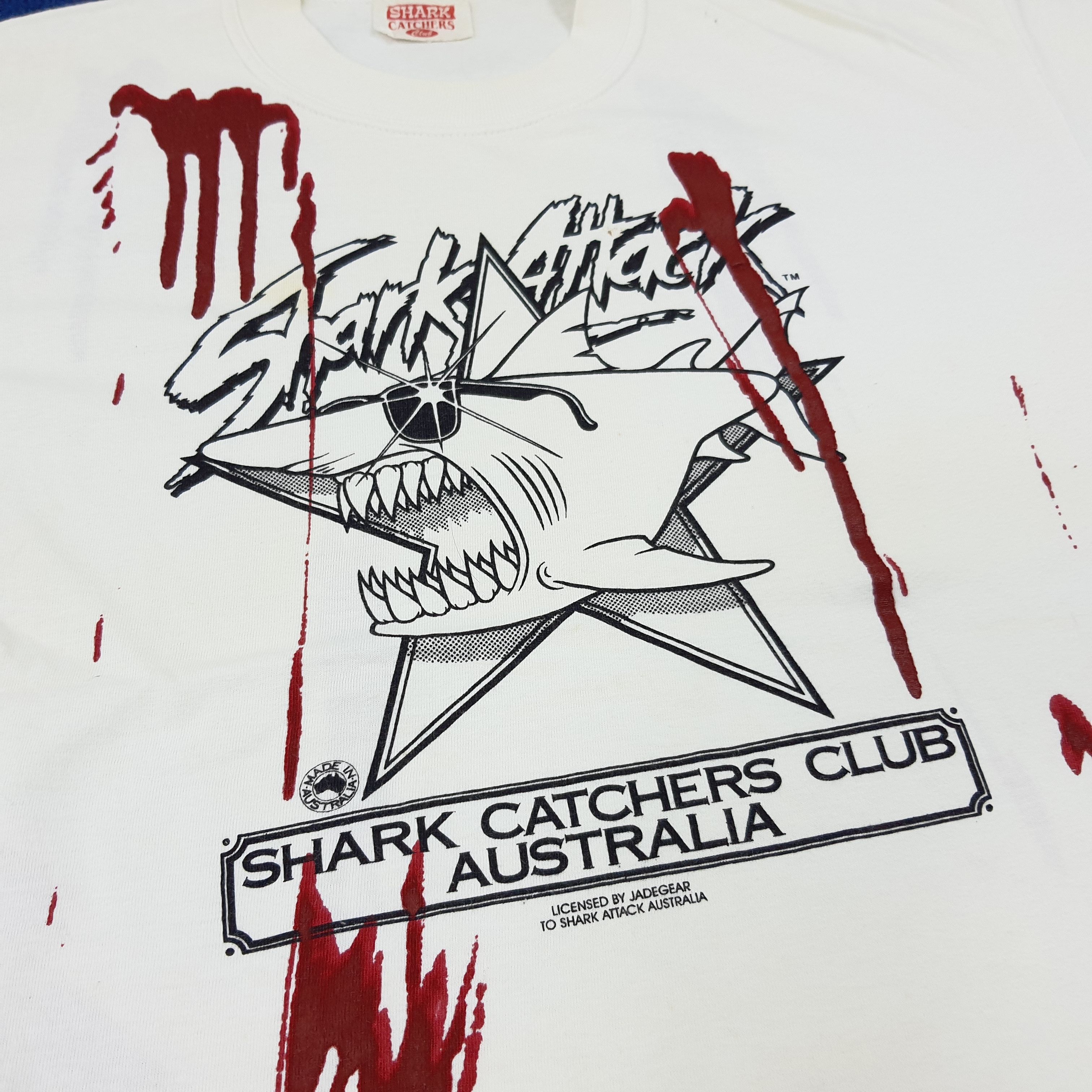 Vintage Shark Attack Shark Catchers Club Costume Tshirt