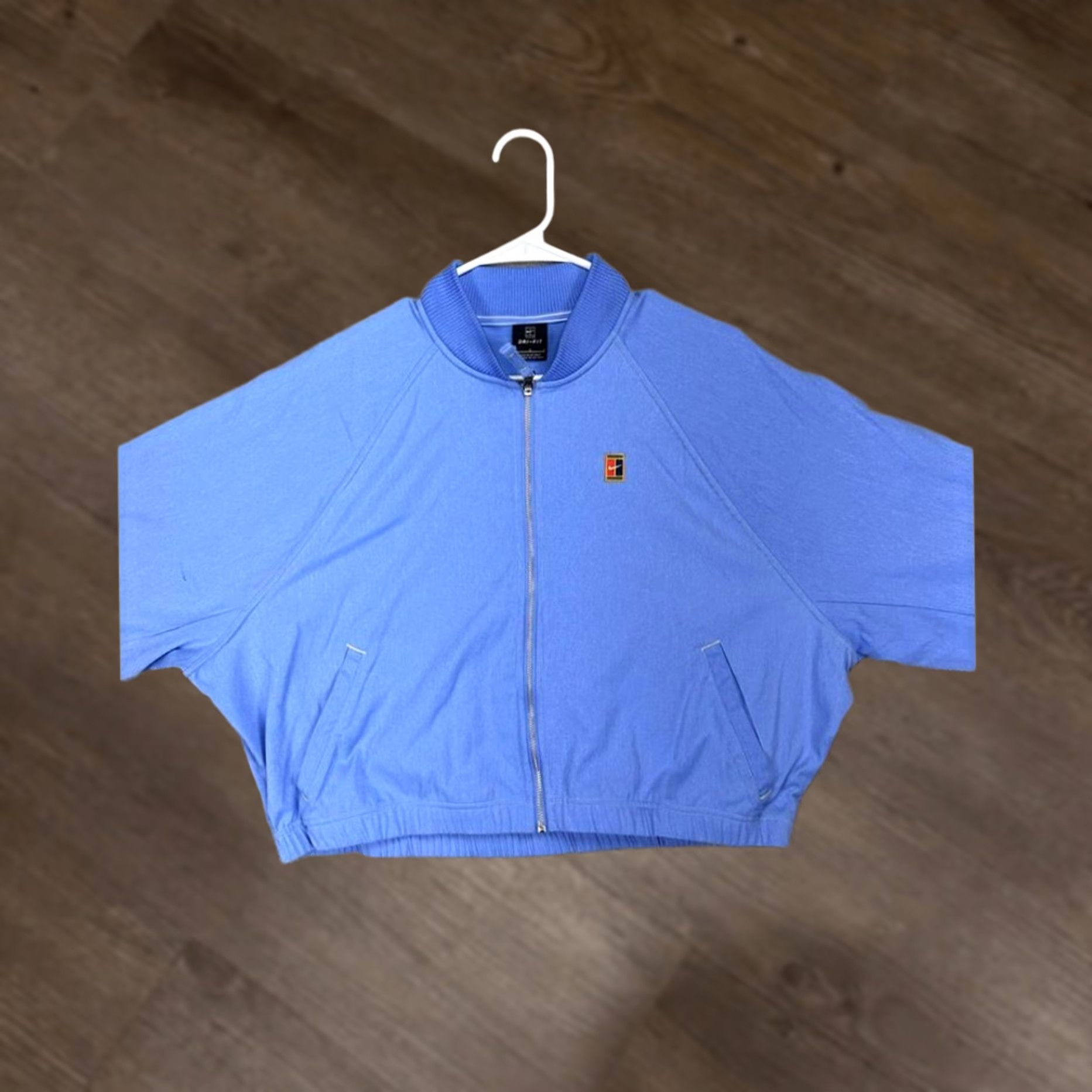 Nike Nike Jacket Women L Blue Dri-Fit Tennis Crop Nylon Blend Full Zip Activewear Size L / US 10 / IT 46 - 1 Thumbnail