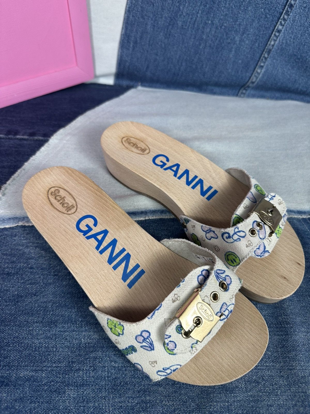 Ganni Ganni x DR. Scholl's Clog Slides Wooden Platform Sandals Size US 5 / IT 35 - 13 Thumbnail