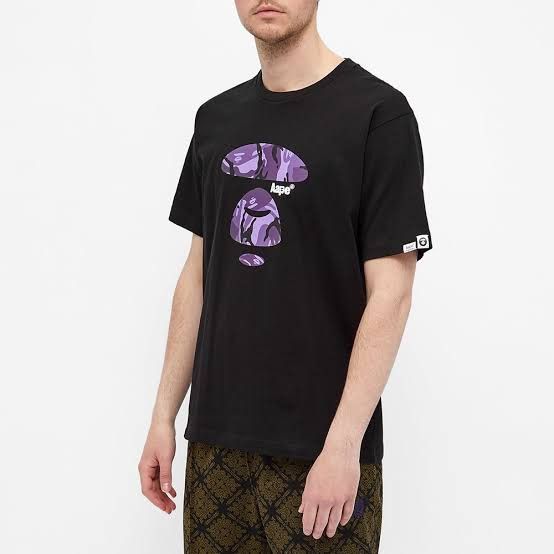 image of Aape Camo Moon Face Tee in Black, Men's (Size Medium)