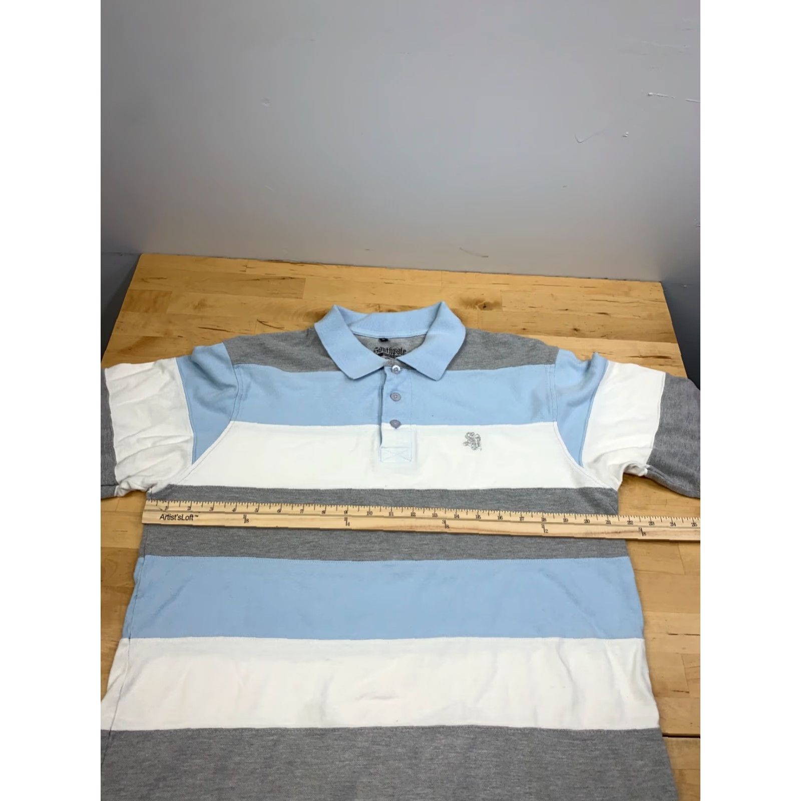 Southpole VINTAGE Southpole Polo Shirt Mens L Striped Blue Gray Y2K Short Sleeve 12138 Size US L / EU 52-54 / 3 - 4 Thumbnail