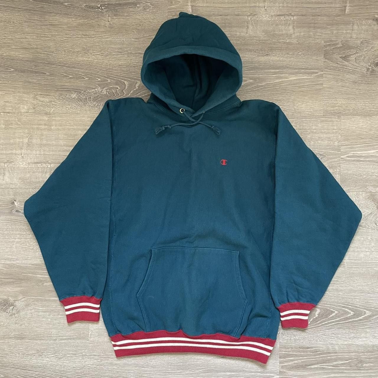 Rare Champion 90s Vintage USA Made L Embroidered Tag Hoodie