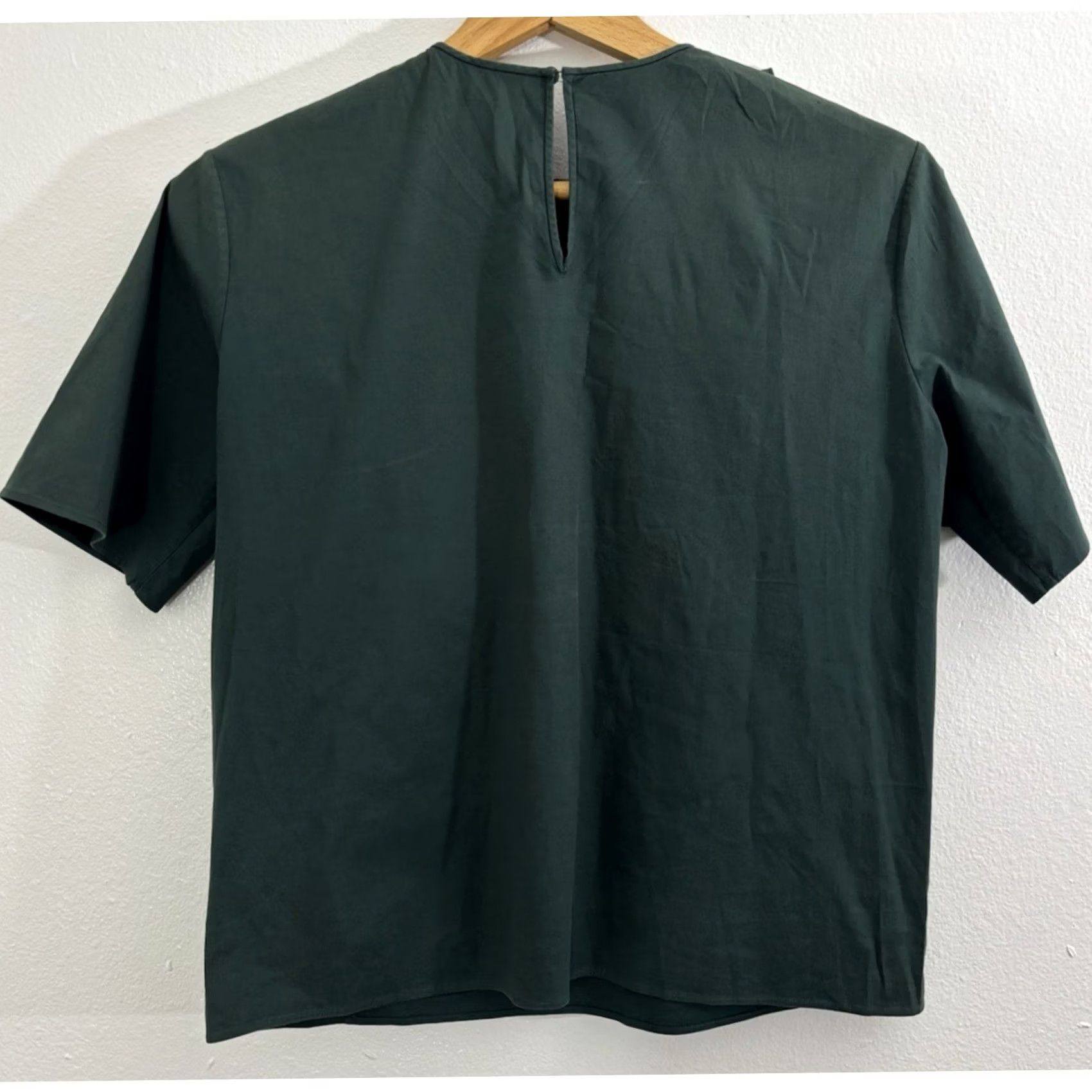 Rochas Rochas Paris Ruffle Top Green Solid Cotton Women Size 38 Size XS / US 0-2 / IT 36-38 - 2 Thumbnail