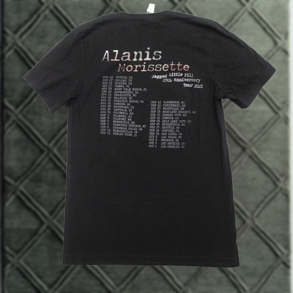 Vintage Alanis Morissette T-shirt Adult Small Black Concert 2021 Tour Jagged - Canvas Size Small (17X26) Crew Neck Women's Shirt Ladies MUst? Size S / US 4 / IT 40 - 1 Thumbnail