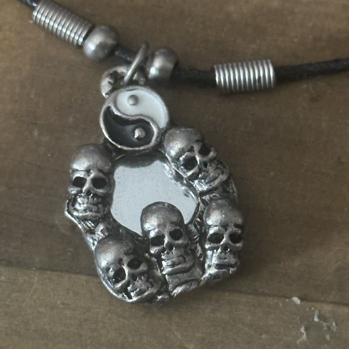 Other Yin Yang skull mirror pendant cord necklace Size ONE SIZE - 3 Thumbnail