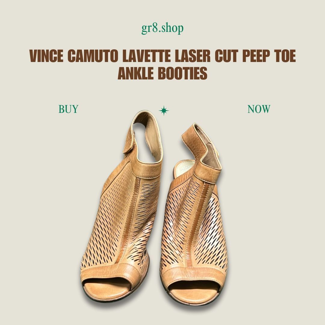 Vince Camuto Vince Camuto Lavette Laser Cut Peep Toe Ankle Booties Tan Le Size US 7.5 / IT 37.5 - 1 Thumbnail