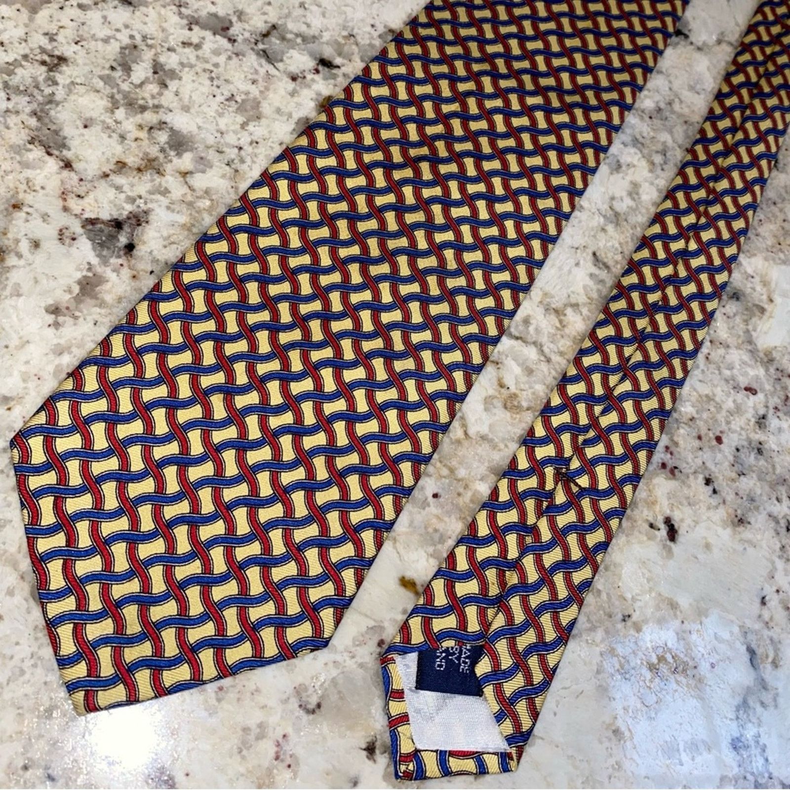 Polo Ralph Lauren POLO Ralph Lauren Yellow Blue Red Basketweave Silk Tie Size ONE SIZE - 2 Thumbnail