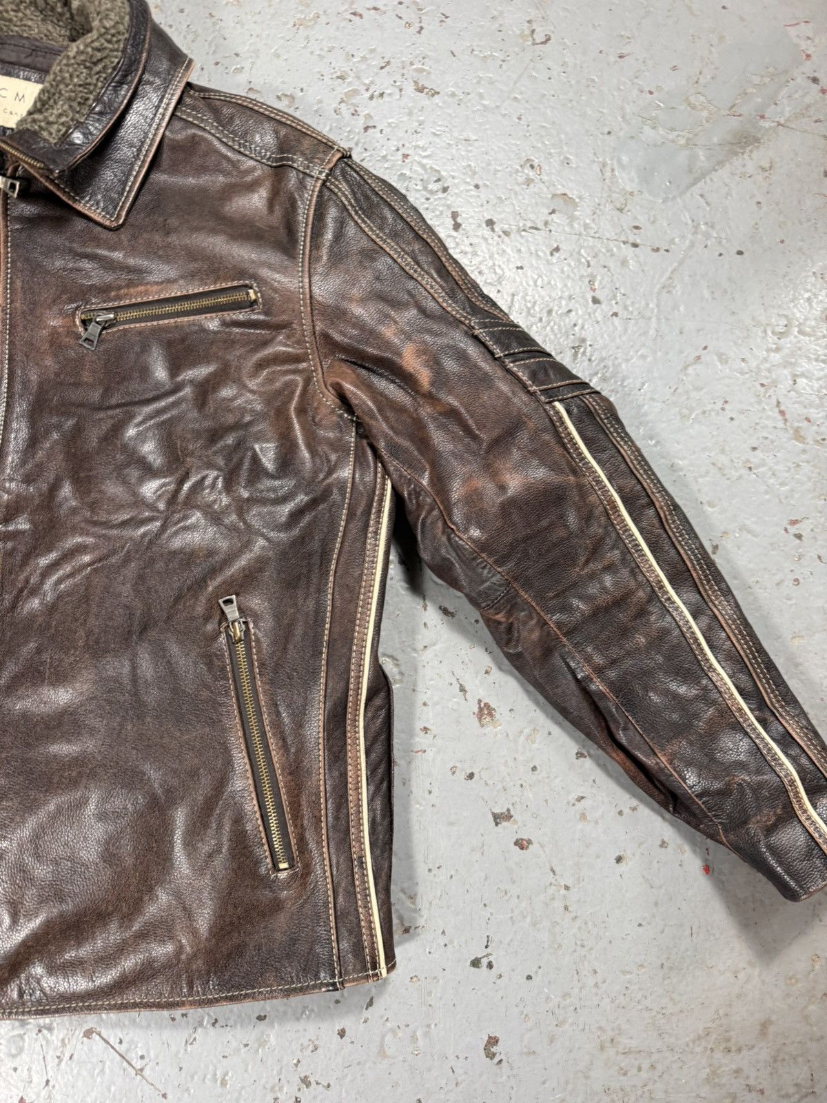 Other Vintage CMM Detachable Fur Collar Leather Faded Pinstripe Ja Size US XL / EU 56 / 4 - 2 Thumbnail