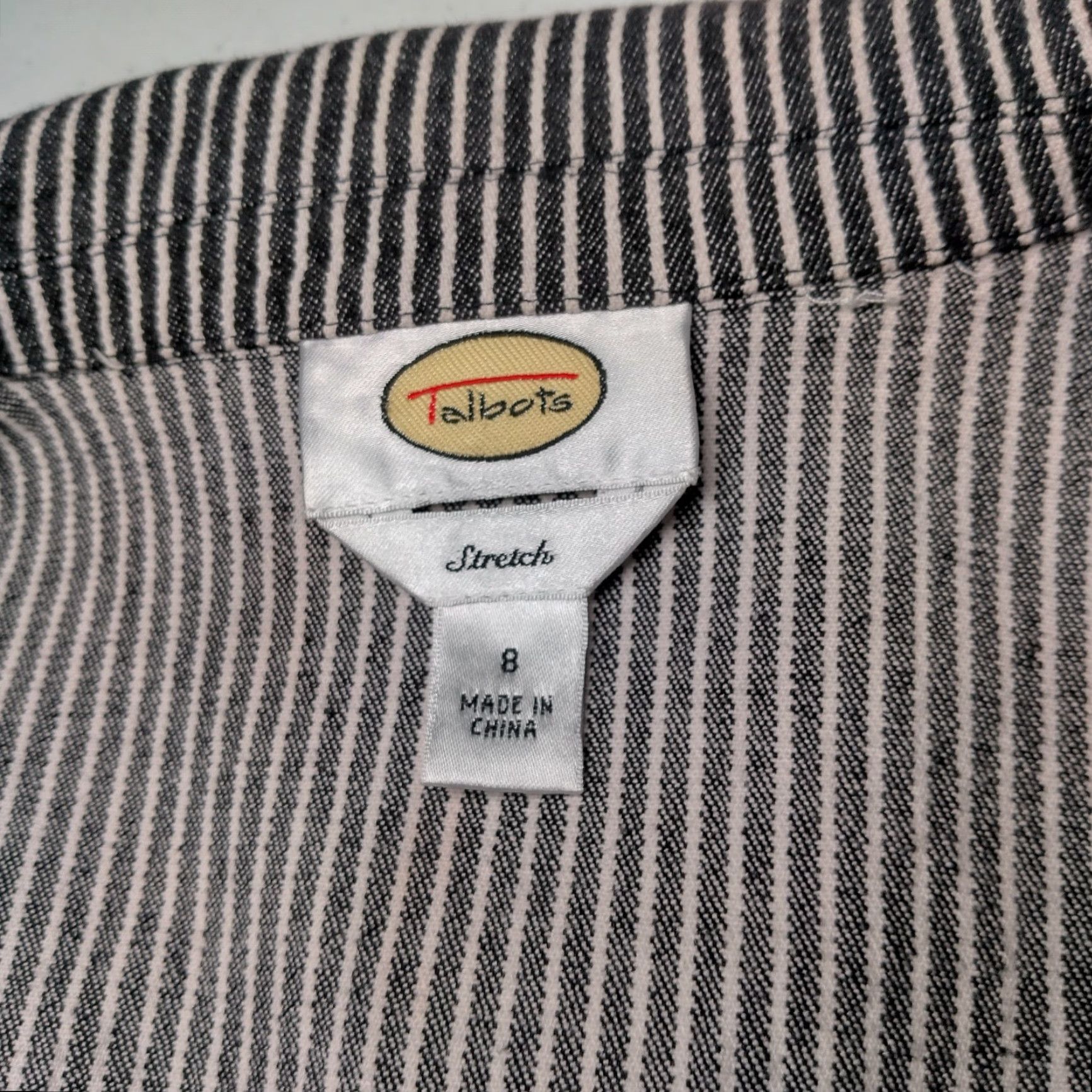 Talbots VINTAGE Talbots Blazer Jacket Women 8 Blue Hickory Stripe Stretch Denim Short Sleeve Snap 3 Notch Lapel Mens? Women. Size 30" / US 8 / IT 44 - 6 Thumbnail