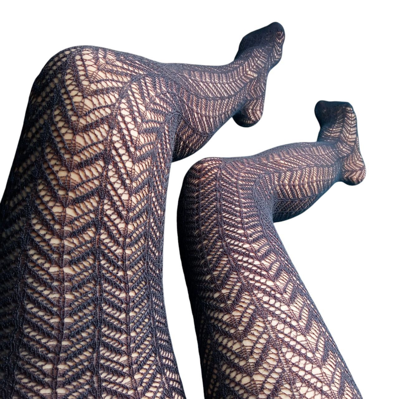 Other Lace Knitted Cotton Blend Tights Pantyhose 120 den Size 3,4 Size ONE SIZE - 1 Thumbnail