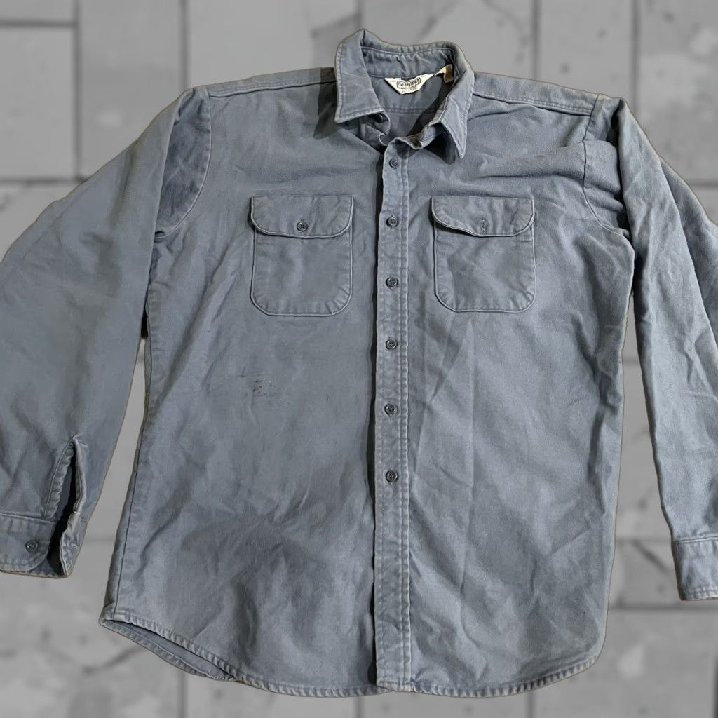 Vintage VINTAGE FiveBrother Men’s Long Sleeve Chamois Button-Down Shirt XL Blue Size US XL / EU 56 / 4 - 1 Thumbnail