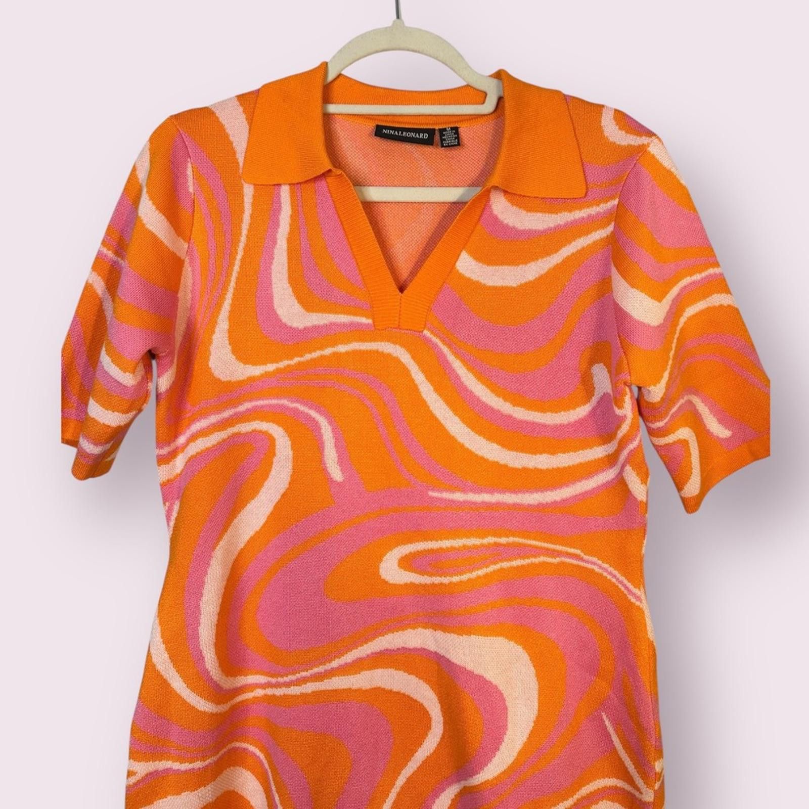 Designer Nina Leonard Knit Dress with Swirl Pattern Size M / US 6-8 / IT 42-44 - 4 Thumbnail