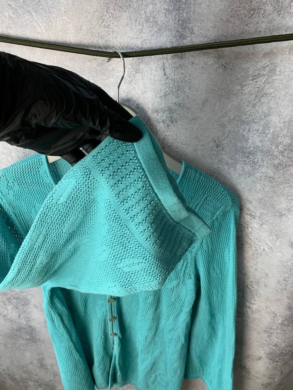 Designer Gudrun Sjoden Green Cotton Pointelle Knit Cardigan Sweater Size M / US 6-8 / IT 42-44 - 10 Thumbnail