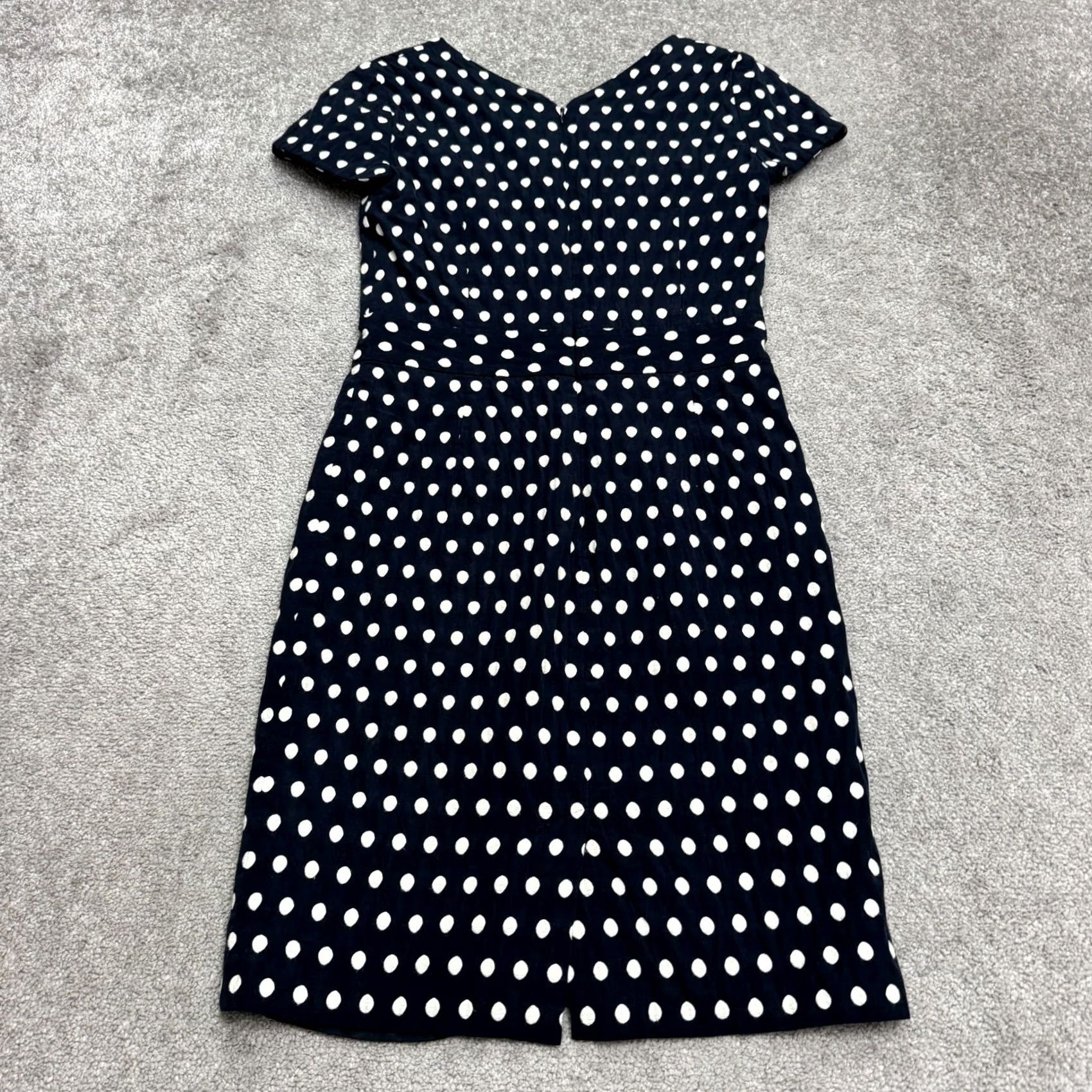 Banana Republic Banana Republic Sheath Dress Womens 4 Blue Navy White Polka Dot Textured V-Neck Size S / US 4 / IT 40 - 2 Thumbnail