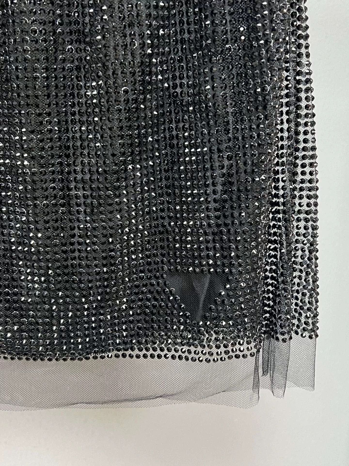 Prada Prada Black Rhinestone Triangle Logo Skirt Size ONE SIZE - 3 Thumbnail