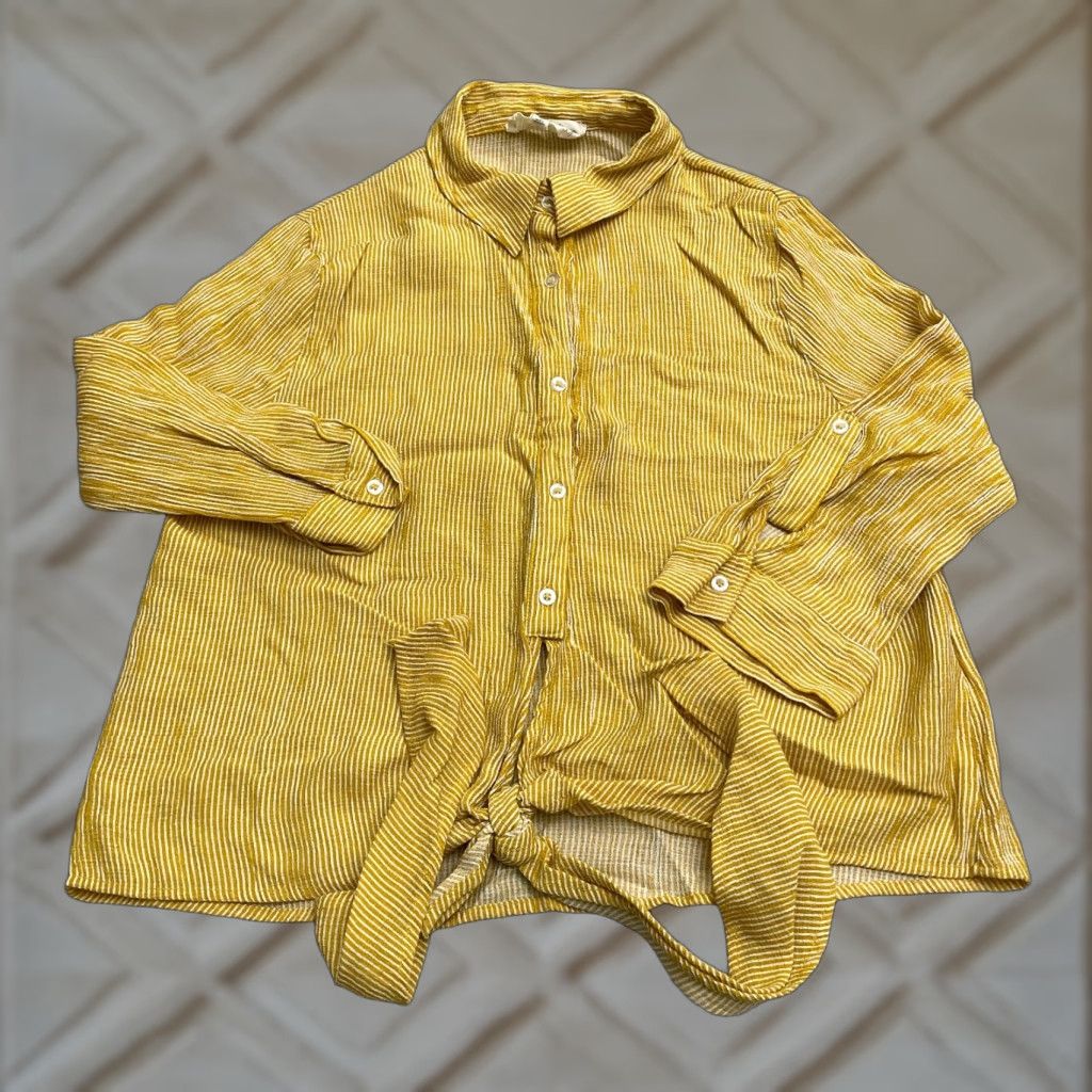 Vintage Sweet Wanderer Shirt Womens XL Yellow White Striped Button-Up Casual Size XL / US 12-14 / IT 48-50 - 1 Thumbnail