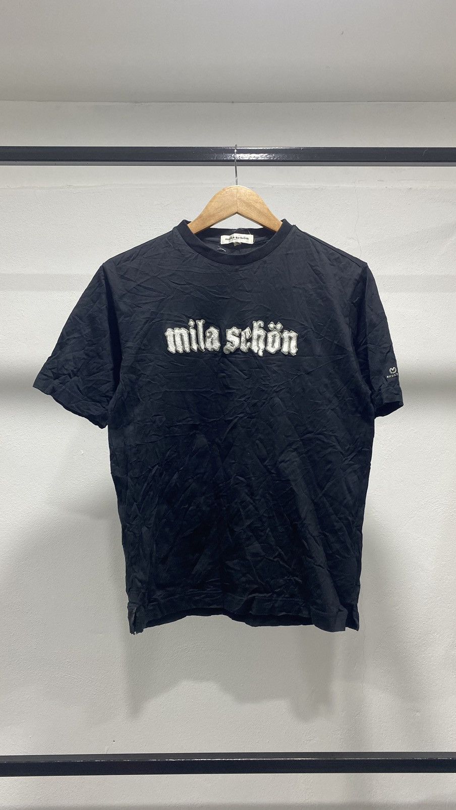 image of Mila Schon Script Spellout in Black, Men's (Size Small)