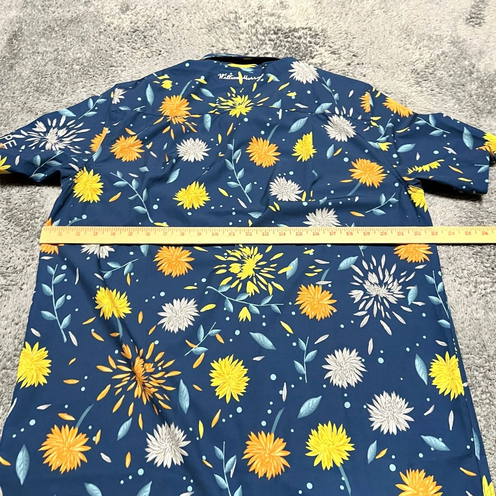 Vintage William Murray Shirt Mens Large Blue Floral Golf Stretch Button Up Button Size US L / EU 52-54 / 3 - 6 Thumbnail