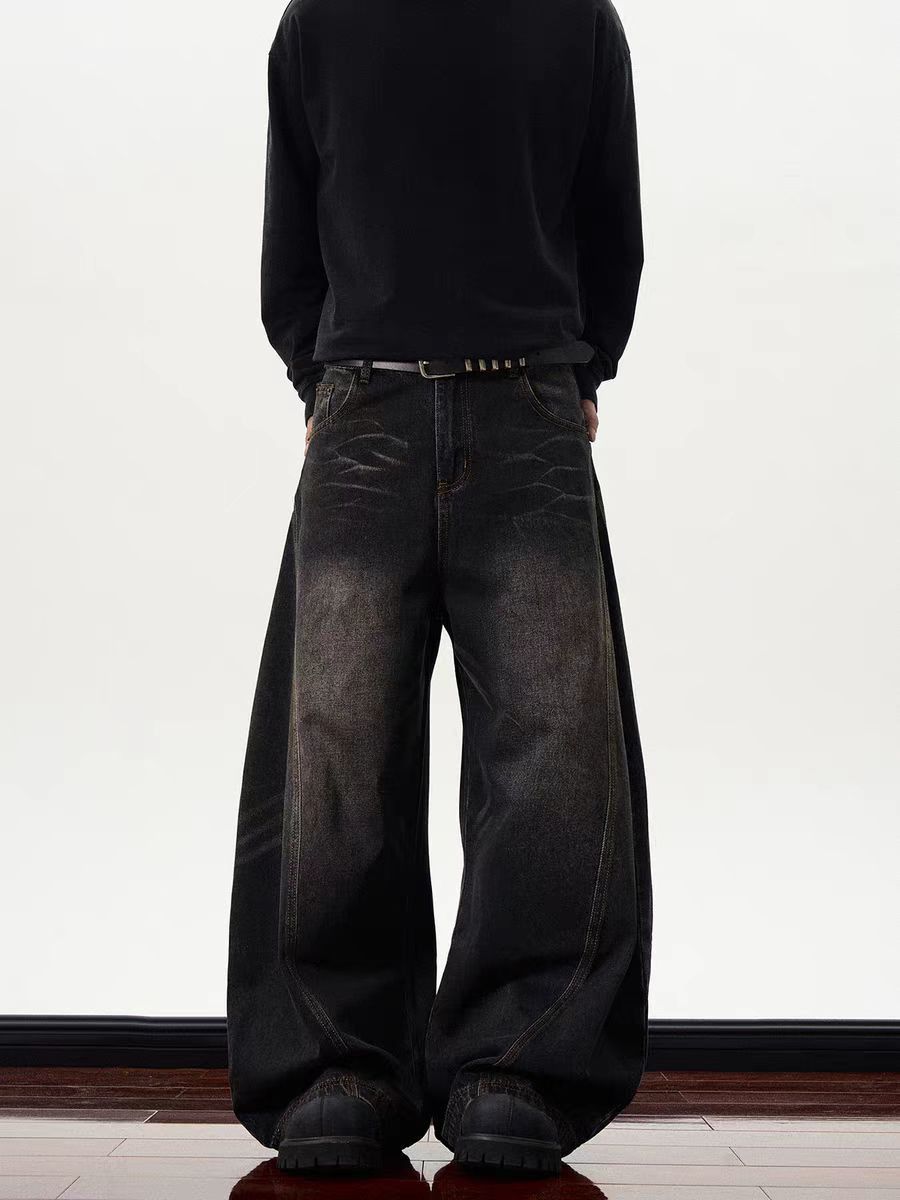 Japanese Brand × Jean Vintage cat whisker high street distressed scimitar jeans Size US 34 / EU 50 - 1 Thumbnail