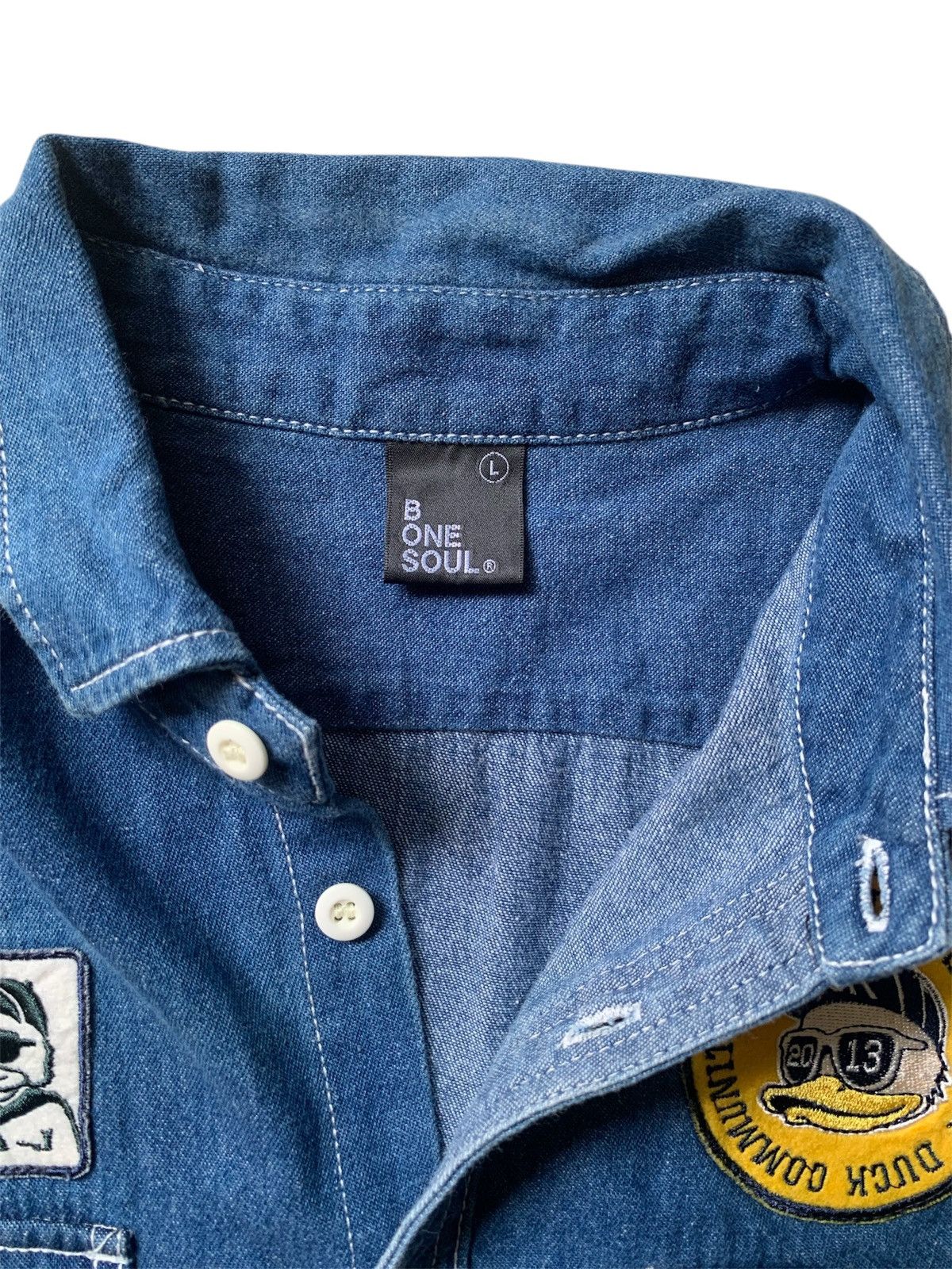 Japanese Brand Vintage B One Soul denim shirt with patch Size US L / EU 52-54 / 3 - 6 Thumbnail