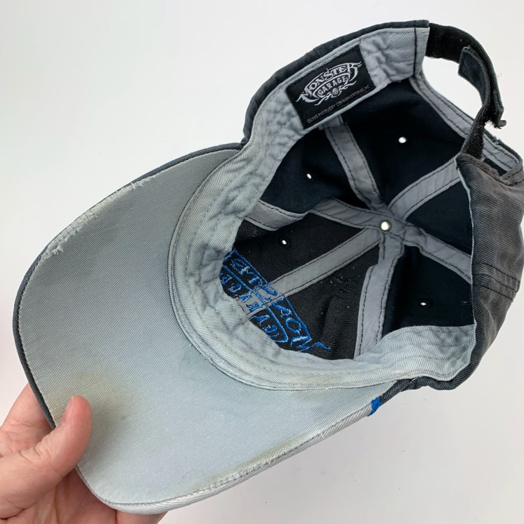 Garage Sportgear Cap One Size Blue Cotton Strapback Dad Hat 2005 Monster Garage M9 Skull Gray Blue Kingpin 2000s Vintage? Size ONE SIZE - 3 Thumbnail