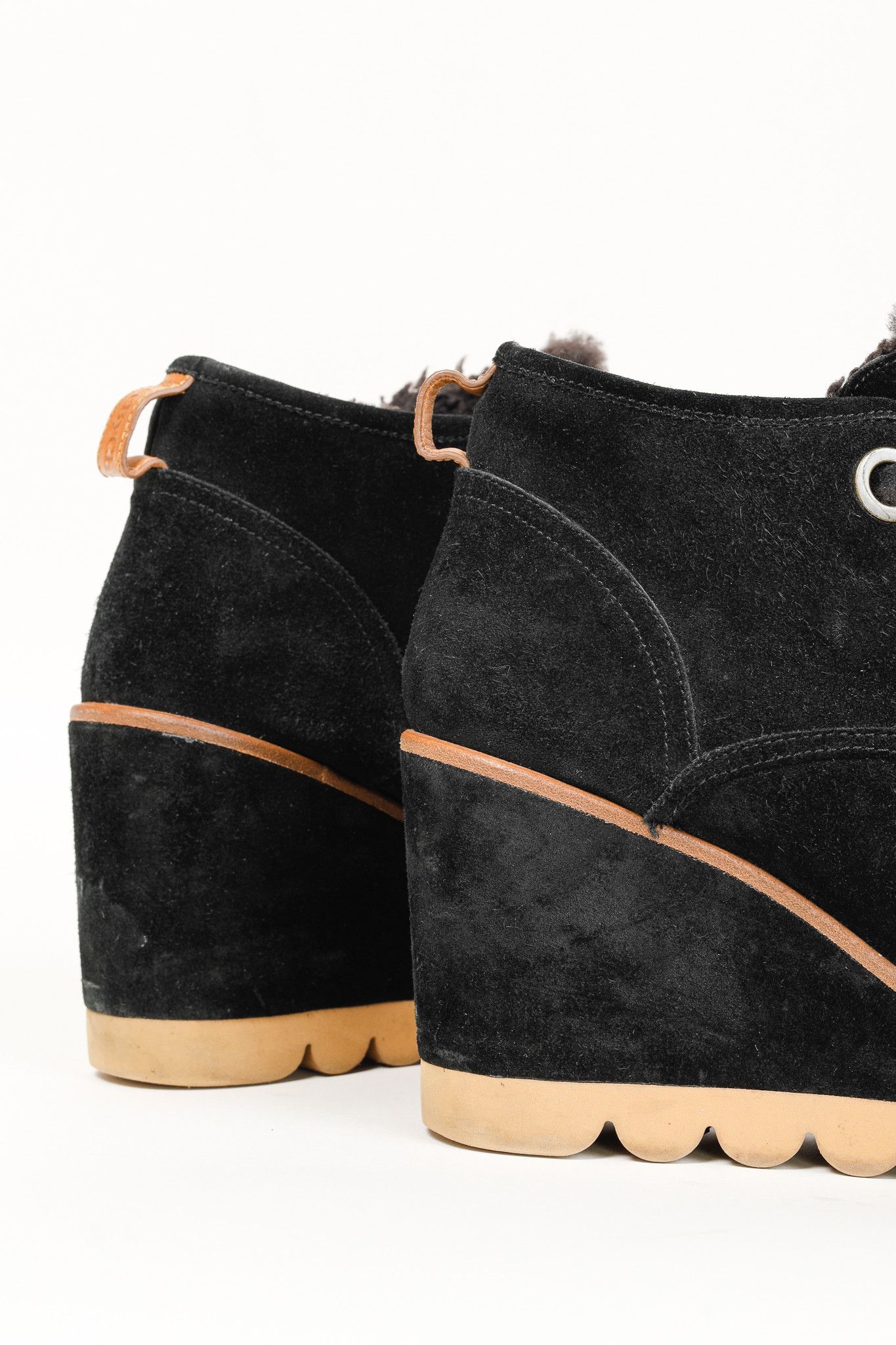 See by Chloe See by Chloe Ethel Shearling-Lined Suede Wedge Booties Size US 8.5 / IT 38.5 - 7 Thumbnail